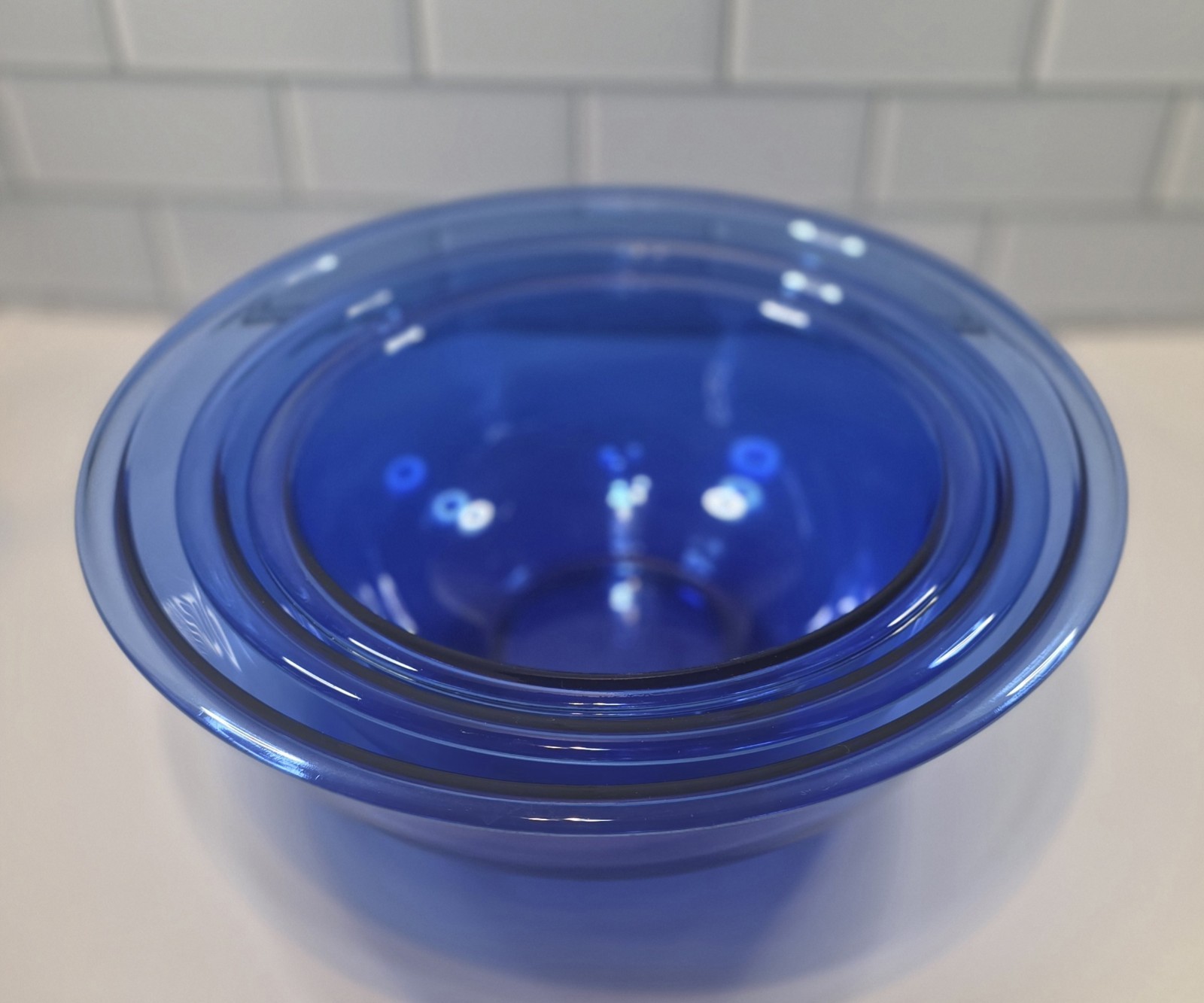 Vintage Set of 3 PYREX Cobalt Blue  Nesting Mixing Bowls