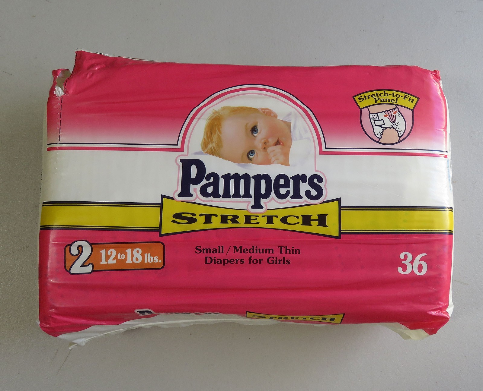 Vintage 1995 Pampers Stretch Diapers for Girls Size 2 S/M Pack of 36 Prop READ