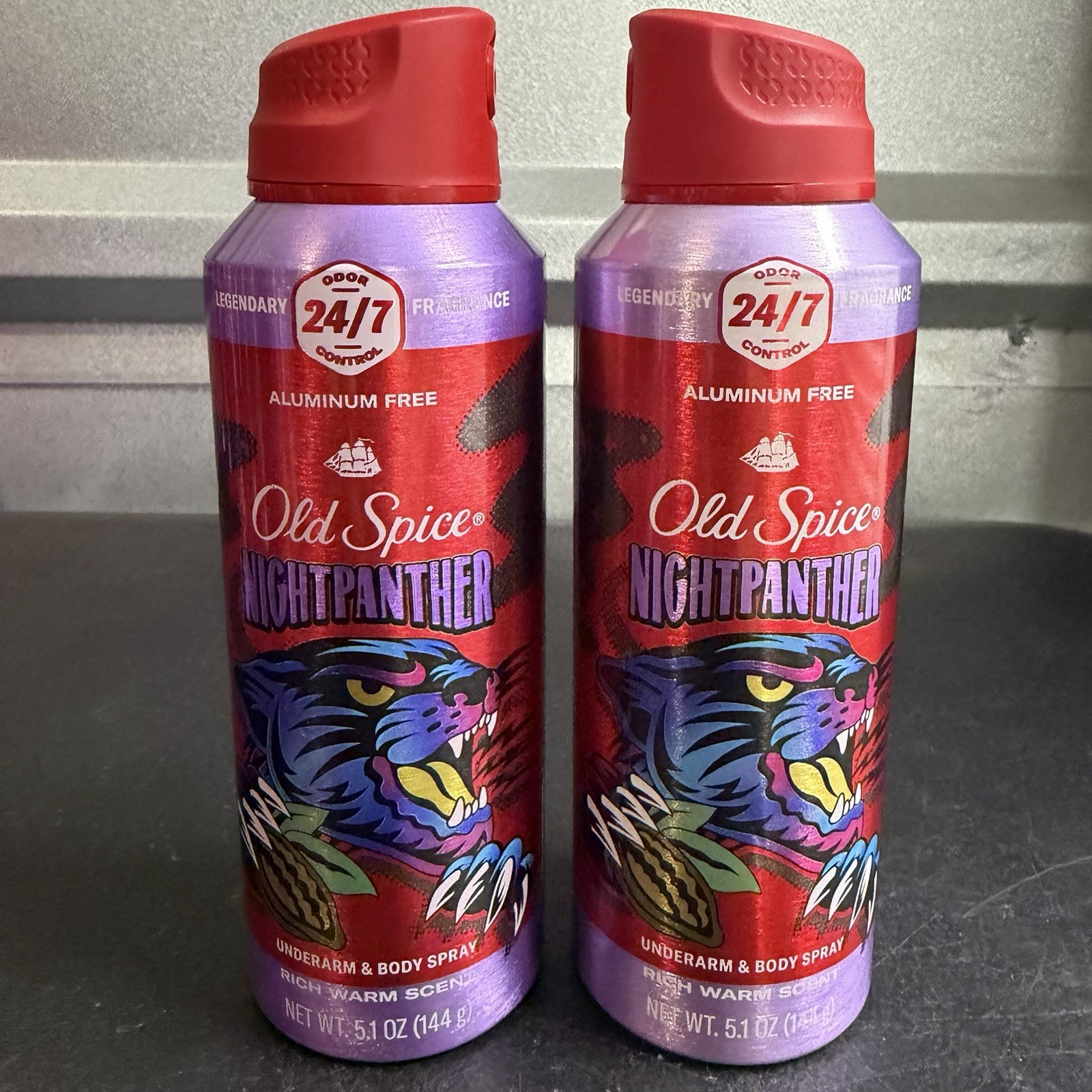 Old Spice Nightpanther Under Arm & Body Spray 5.1 oz Lot Of 2