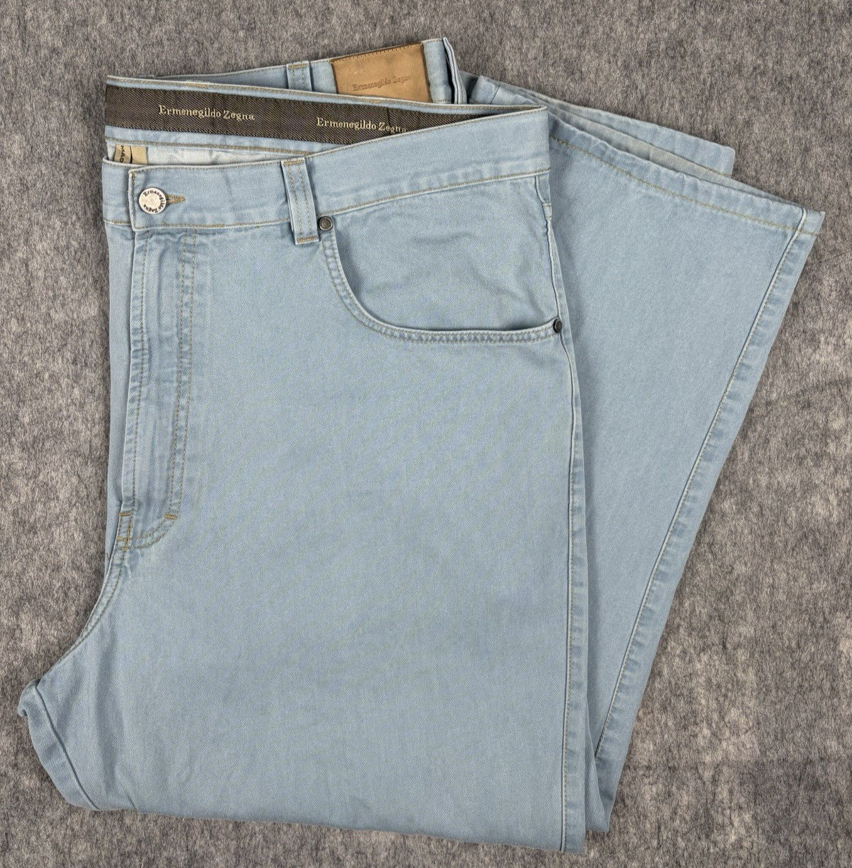 Ermenegildo Zegna Jens Mens 44B Light Blue Denim Straight Leg 5 Pocket Italy