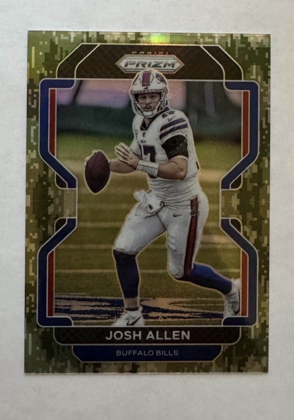 2021 Panini Prizm - Josh Allen #117 Forest Camo Prizm /15 First Off Line # 01/15
