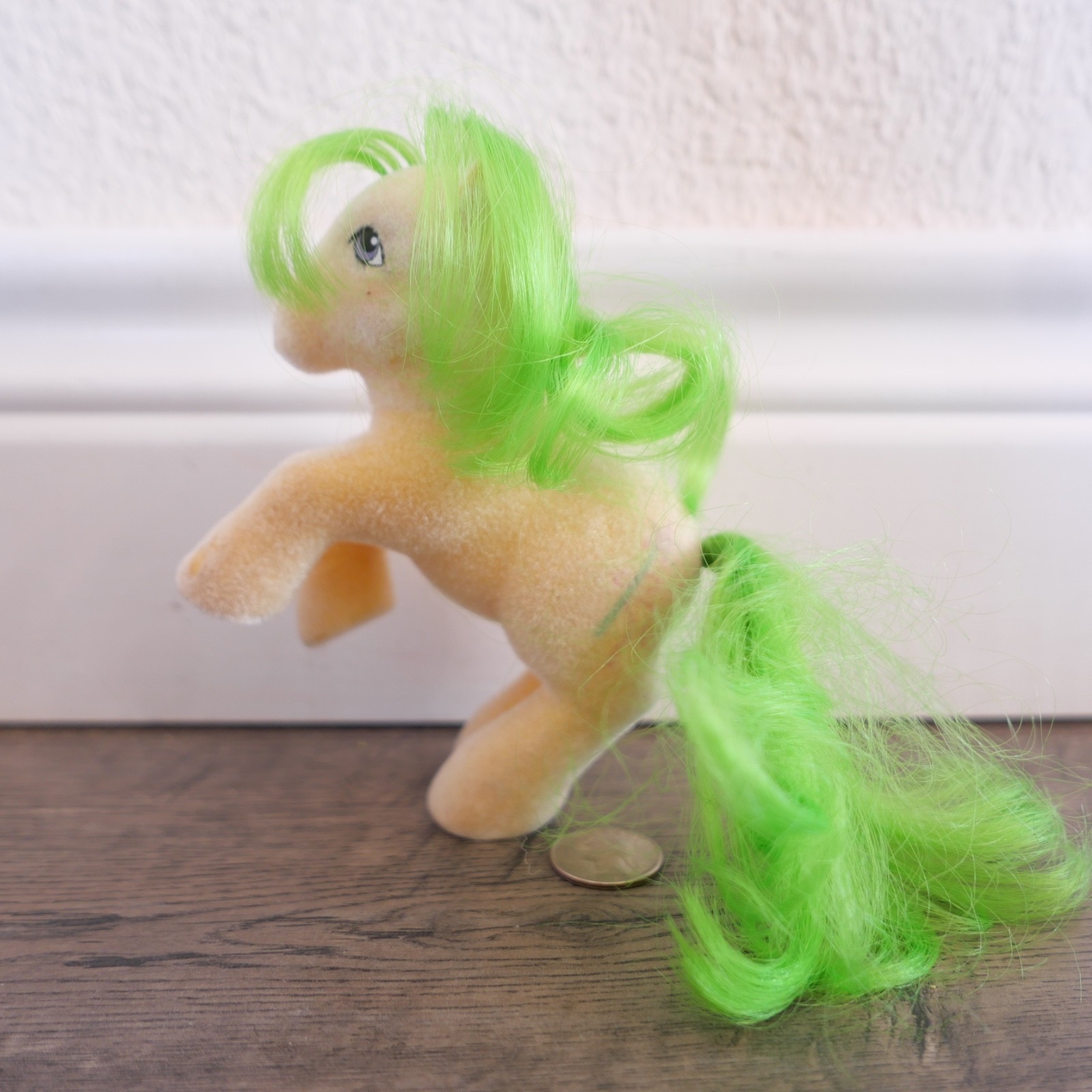 Vintage G1 My Little Pony MLP So Soft Flocked Magic Star Wand Neon Green Yellow Vintage G1 My Little Pony MLP So Soft Flocked Magic Star Wand Neon Green Yellow