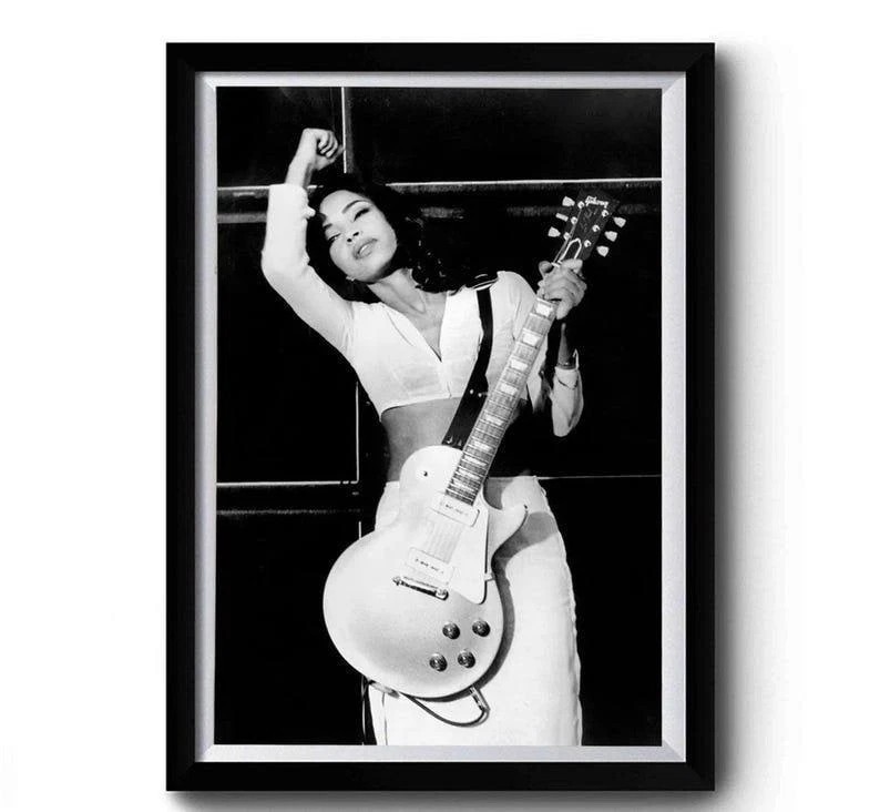 Sade Adu Playing Guitar Vintage Poster High quality Poster, Gift Poster 16x24
