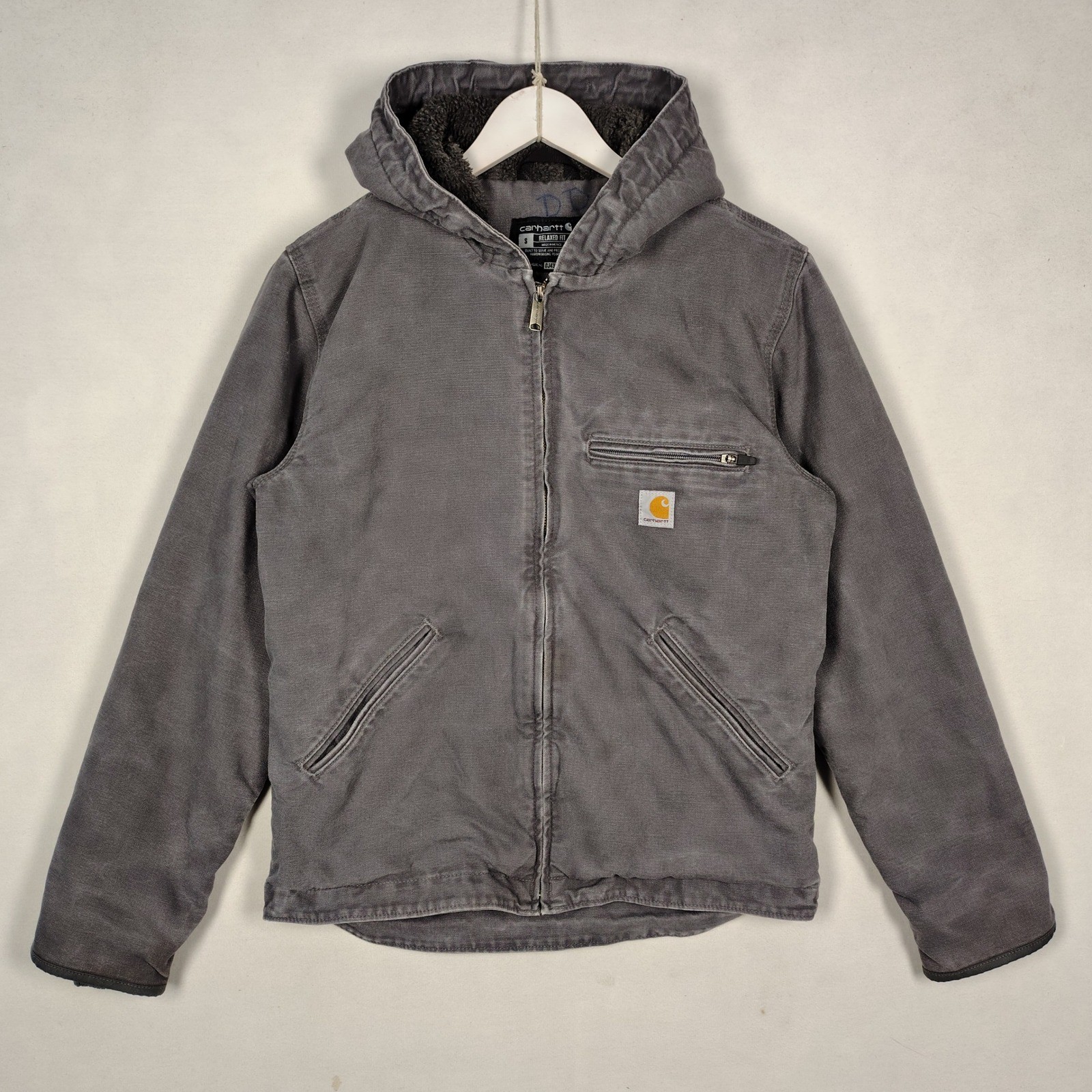Carhartt OJ4392-M Relaxed Fit Sherpa Lined Hooded Jacket Gray Mens Small