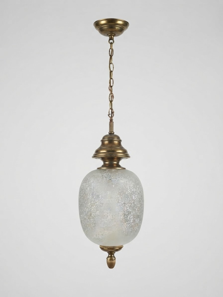 1960s Gaetano Sciolari Pendant Lamp Murano Glass Brass Italian Mid Century