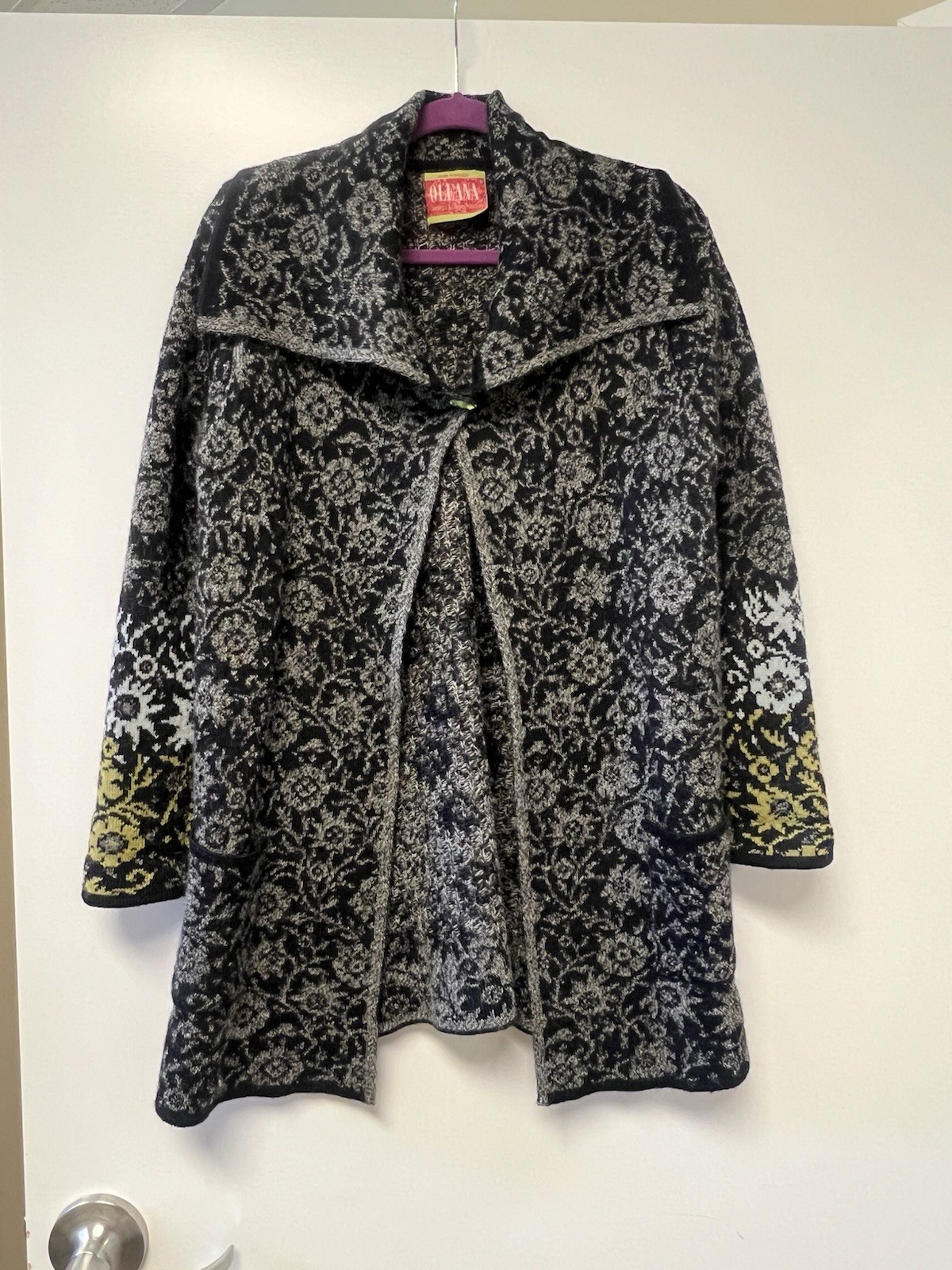Oleana Norway Long Cardigan Jacket Alpaca $650 Size Small