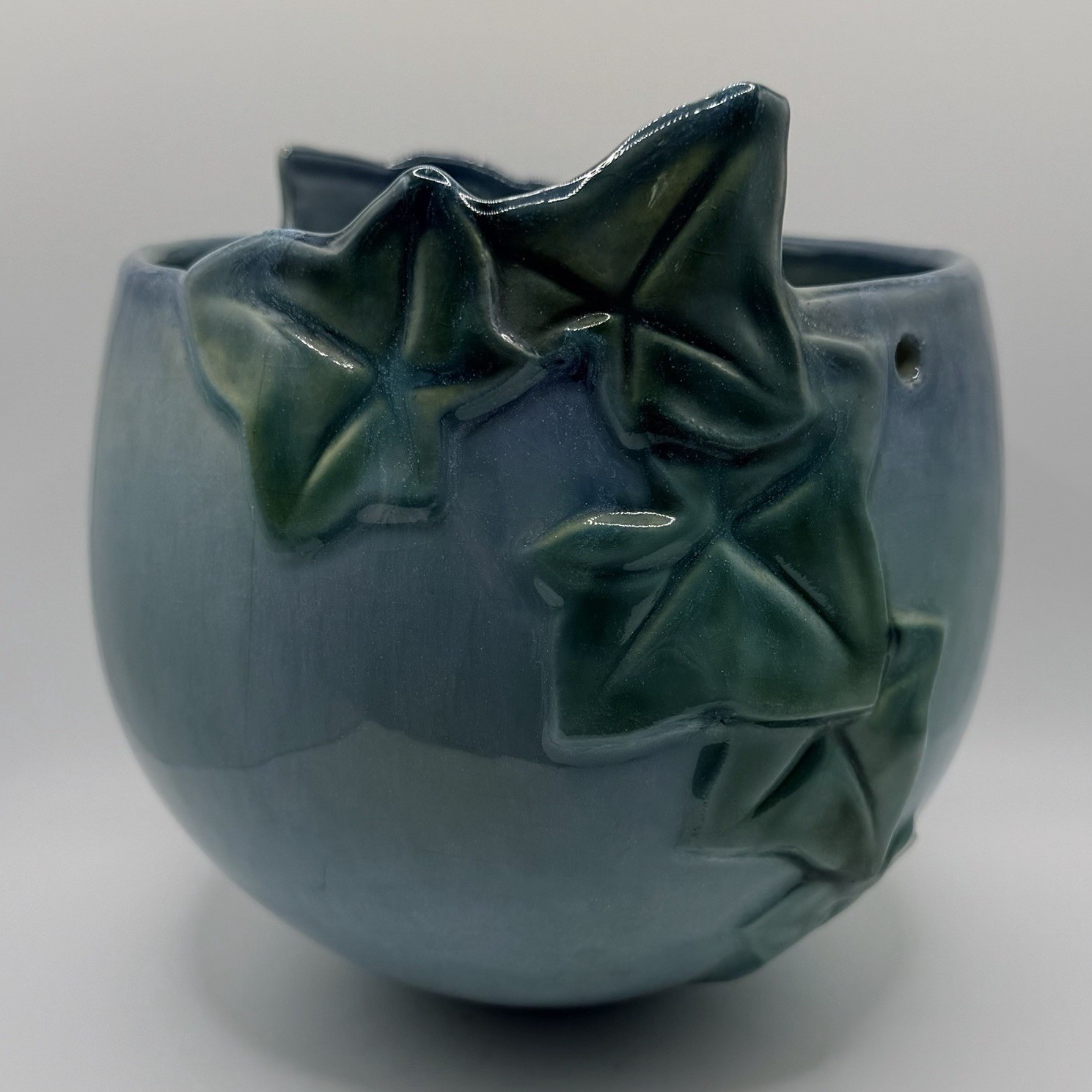 Vintage Roseville Wincraft 267-5 Blue Hanging Basket Planter Art Pottery