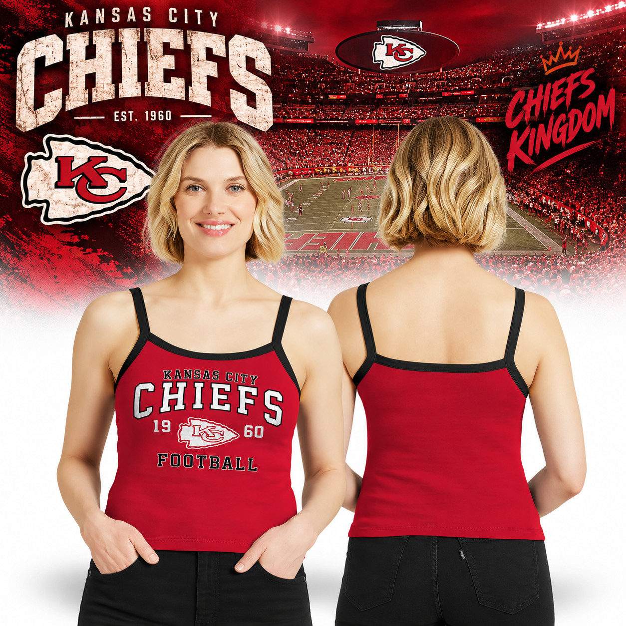 SO HOT Kansas City Chiefs Red Colorblock Sleeveless Tank Top