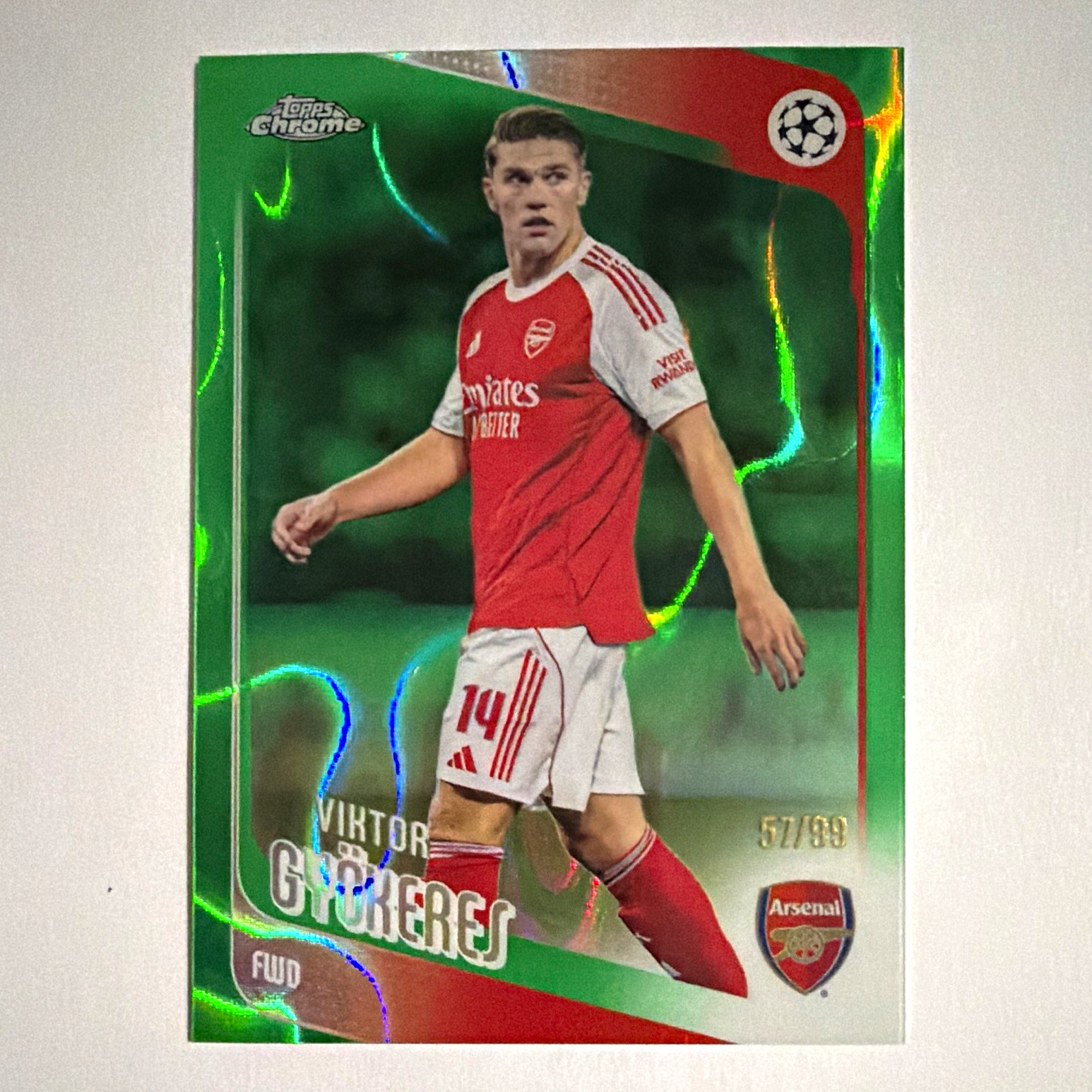 Viktor Gyokeres 2025-26 Topps Chrome UCC Green Lava Refractor Base /99 #42