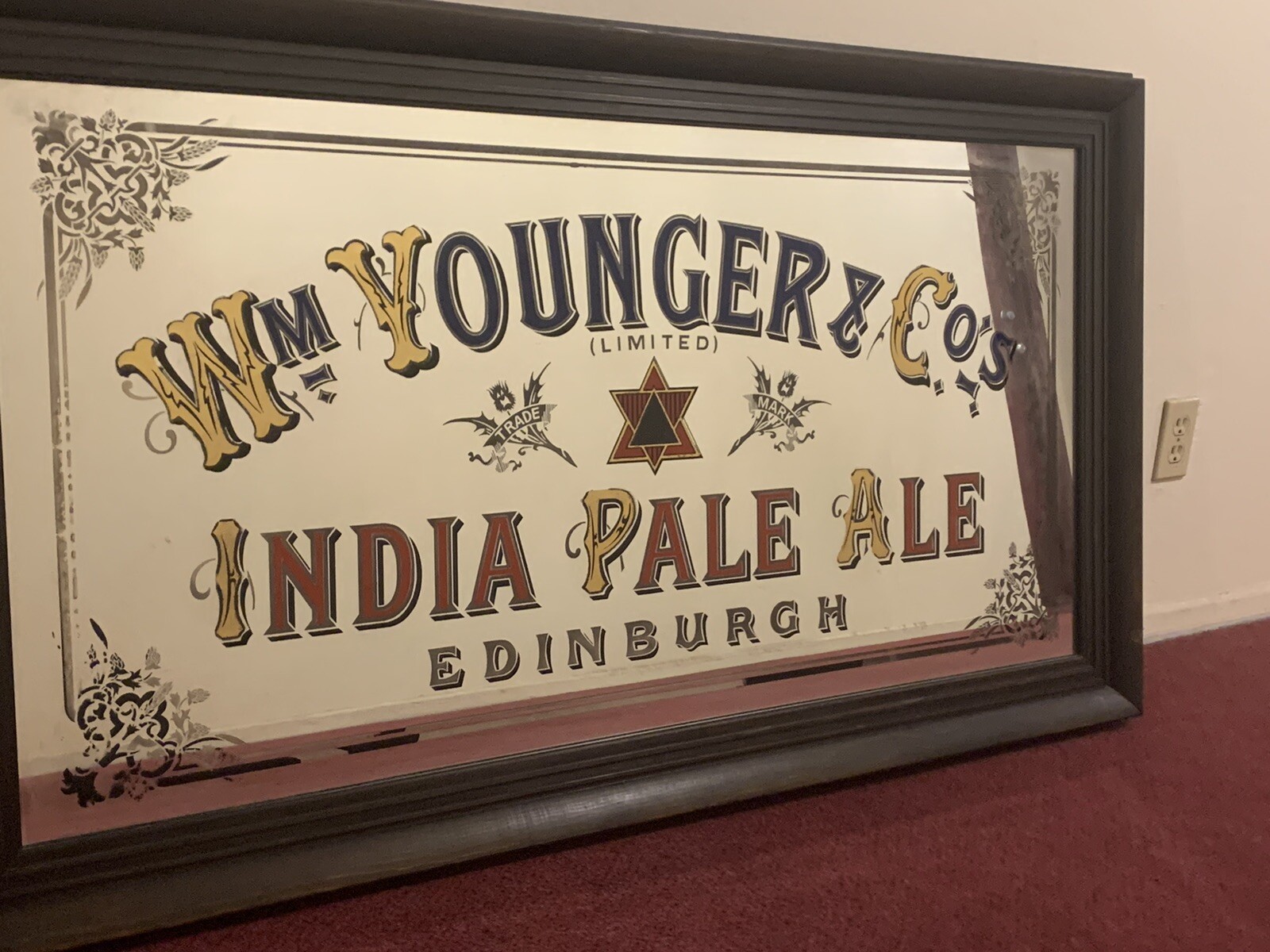 Wm Younger & Co India Pale Ale Edinburgh Advertising Bar Mirror Wall Art Ad Sign Wm Younger & Co India Pale Ale Edinburgh Advertising Bar Mirror Wall Art Ad Sign