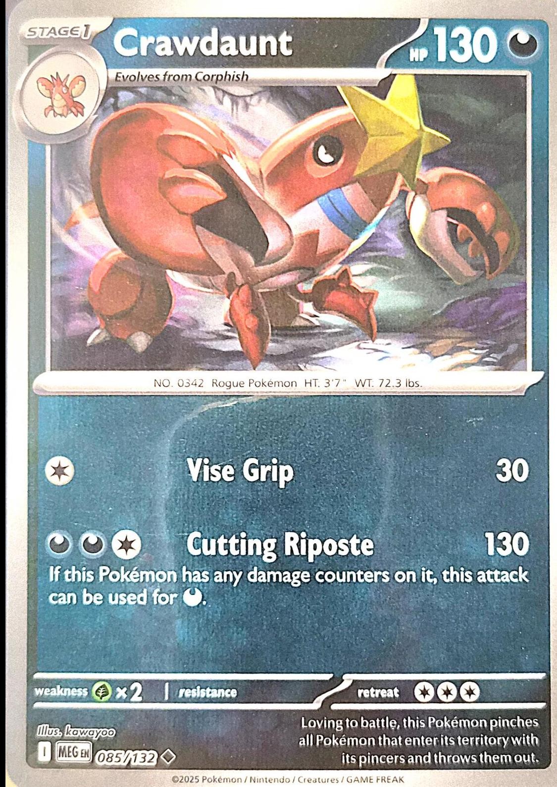 Crawdaunt Reverse Holofoil Mega Evolution 085/132 NM Pokemon PLAYSET 4x