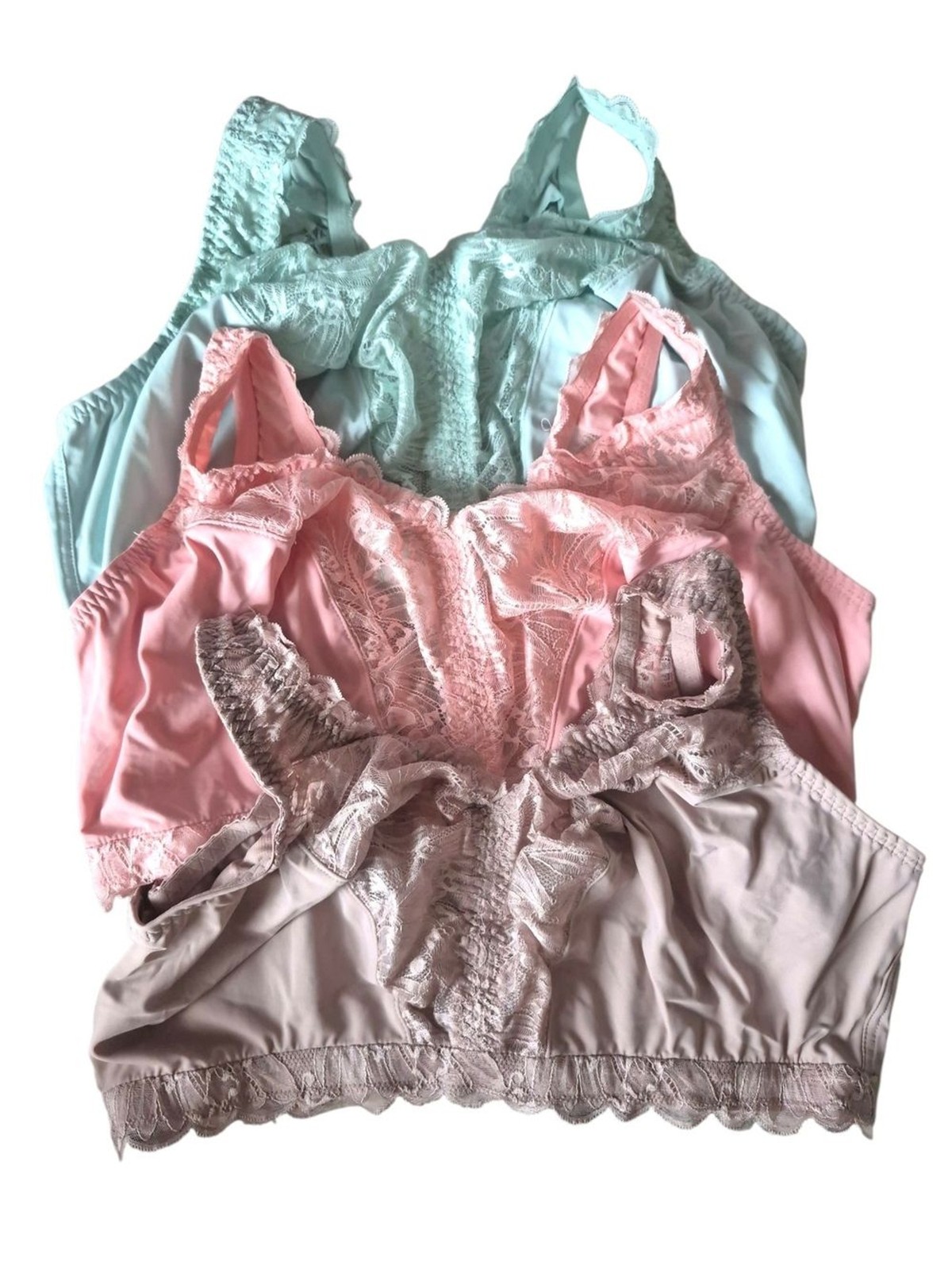 Breezies Soft Support Lace Wirefree Bras 1X Set of 3 Pastel UltimAir Romantic