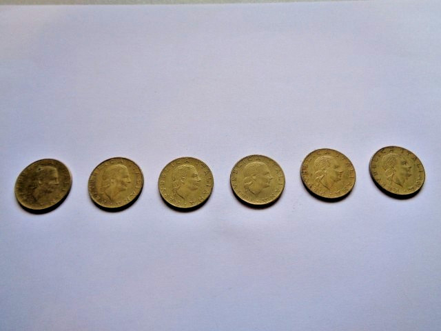 Joblot Vintage Italian 200 Lire Coins x6 c1978 c1979 c1981 Used