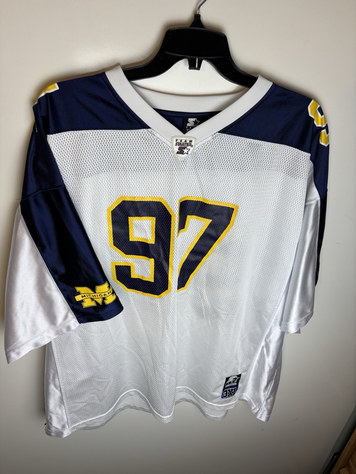Vintage Team Starter University Of Michigan Wolverines Jersey Mens 3XL White #97 Vintage Team Starter University Of Michigan Wolverines Jersey Mens 3XL White #97