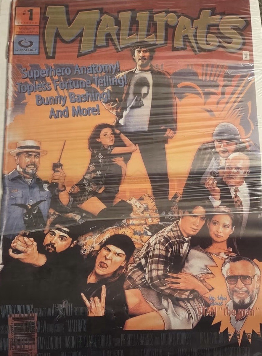 vintage 1995 theatrical one-sheet poster for the comedy film Mallrats vintage 1995 theatrical one-sheet poster for the comedy film Mallrats