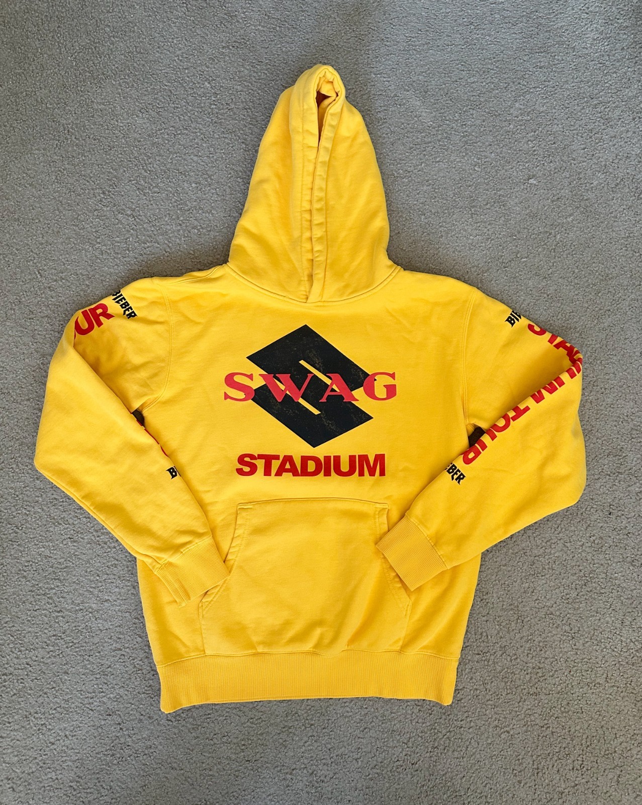 Justin Bieber Coachella 2026 SKYLRK Swag Retro Stadium Hoodie Yellow - Medium