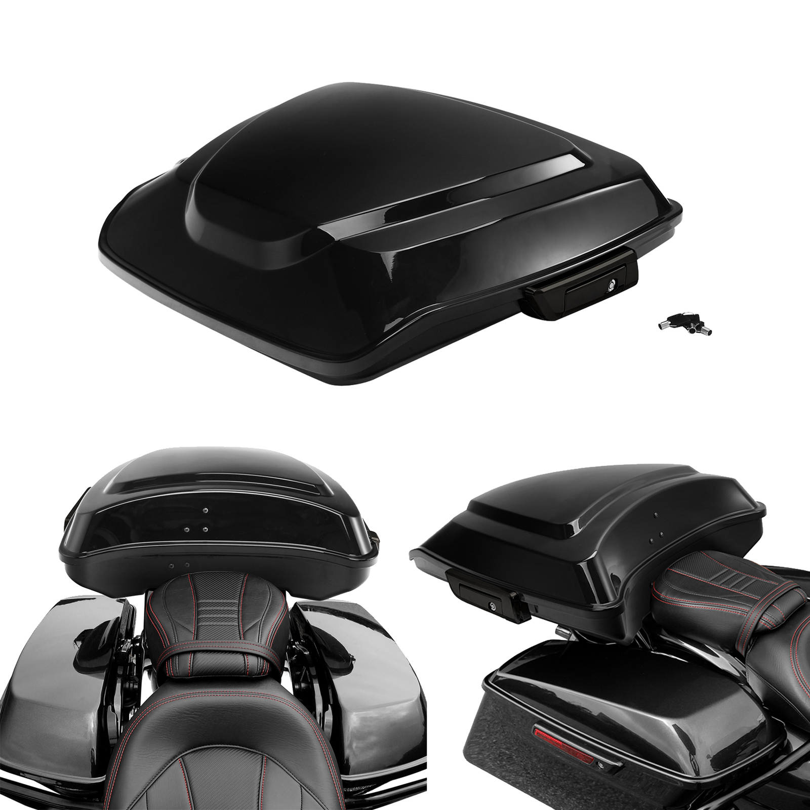 Black Razor Trunk w/Latch Fit For Harley Touring Road Glide 14-25