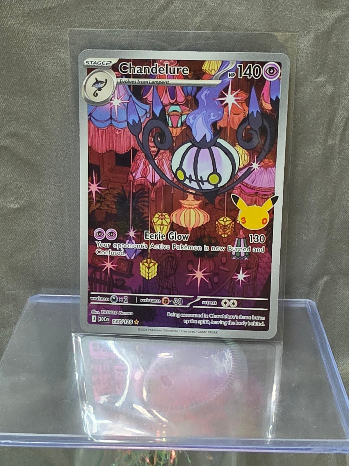 Pokemon 30th Celebration Chandelure 137/128 Holo Illustration Rare Pokemon 30th Celebration Chandelure 137/128 Holo Illustration Rare