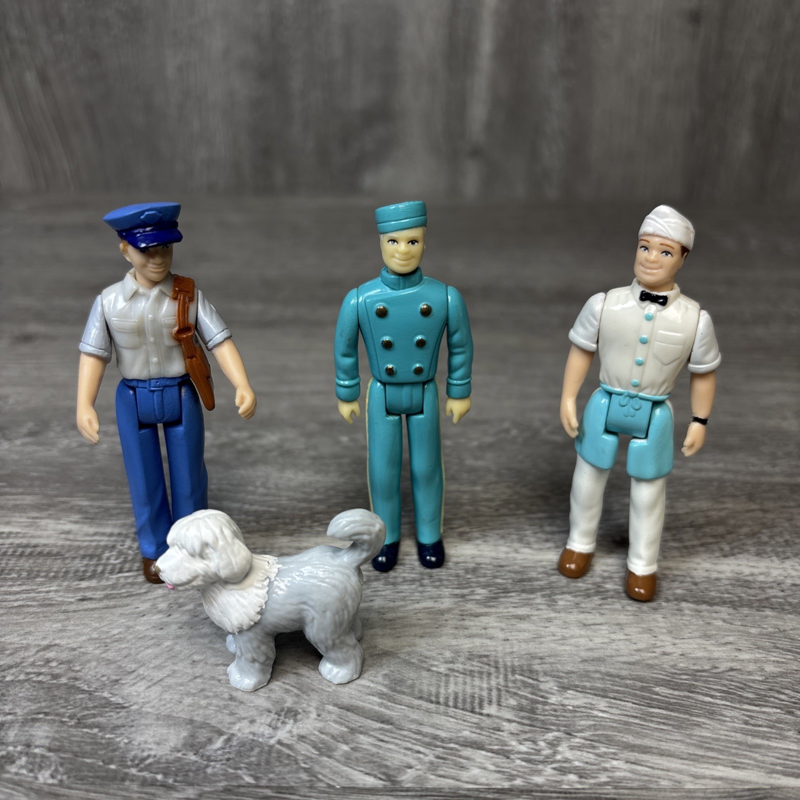 Vintage Fisher-Price Sweet Streets figures Mailman Bell Hop Waiter Dog Toy