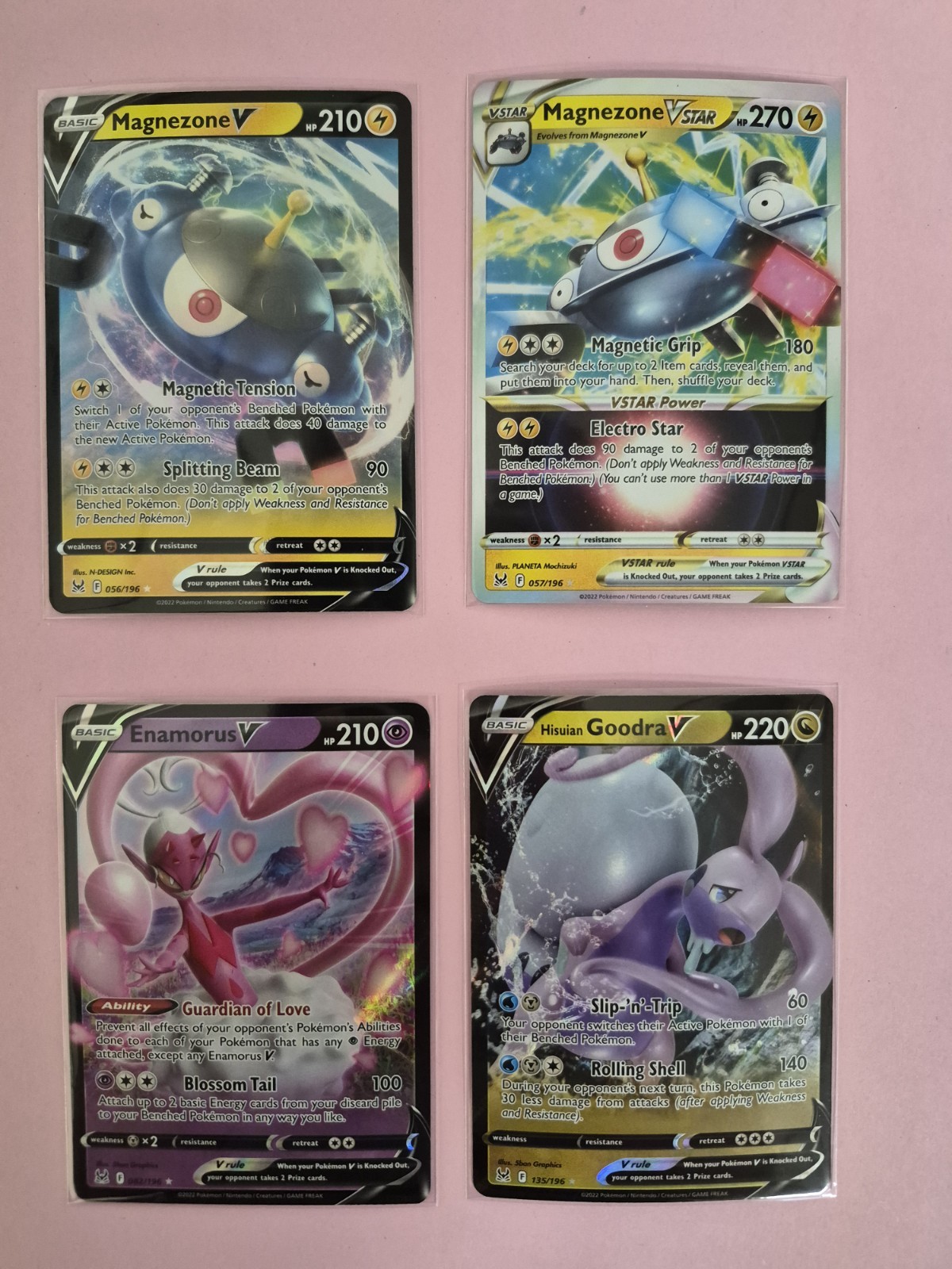 Lost Origin Enamorus V 082 SWSH Magnezone V Star 056 057 , Hisuian Goodra 135 Lost Origin Enamorus V 082 SWSH Magnezone V Star 056 057 , Hisuian Goodra 135