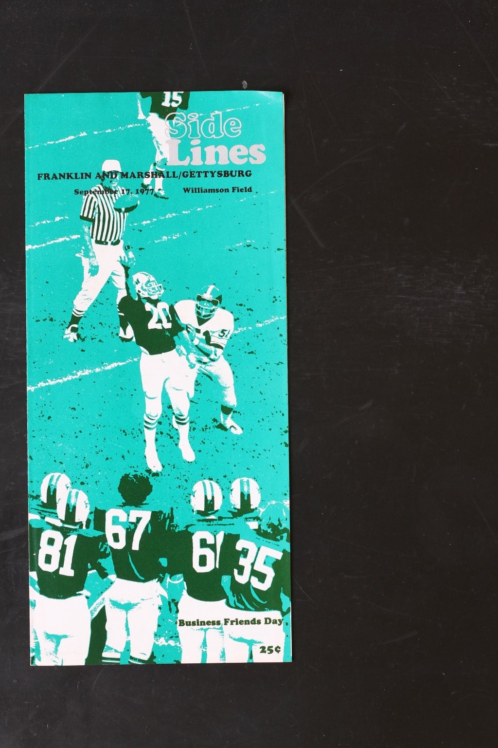 Vintage 1977 Side Lines Football Program Franklin & Marshall Gettysburg