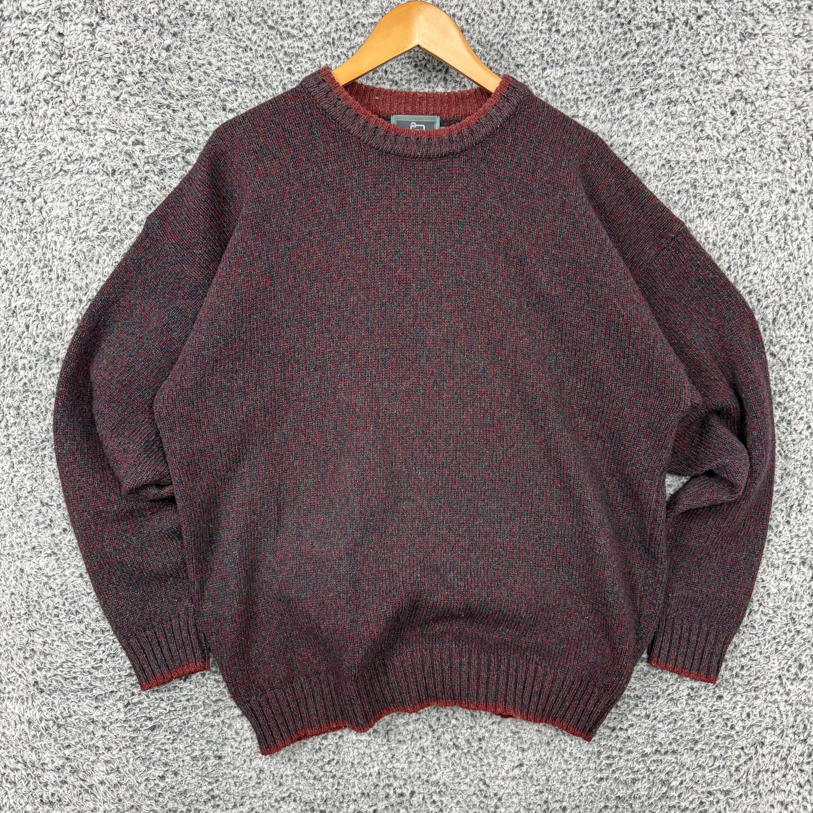 Vintage Woolrich Sweater Mens XL Red Wool Knit Handframed Hong Kong 90s