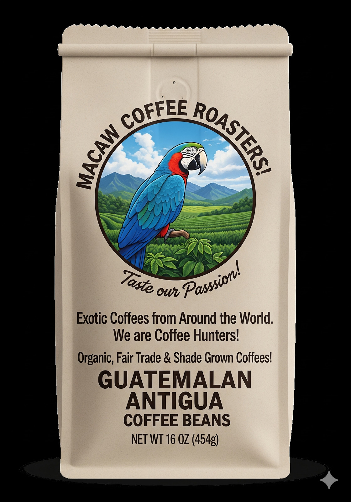 Guatemala Antigua Arabica Coffee Beans Peaberry Medium Roasted 2lb.