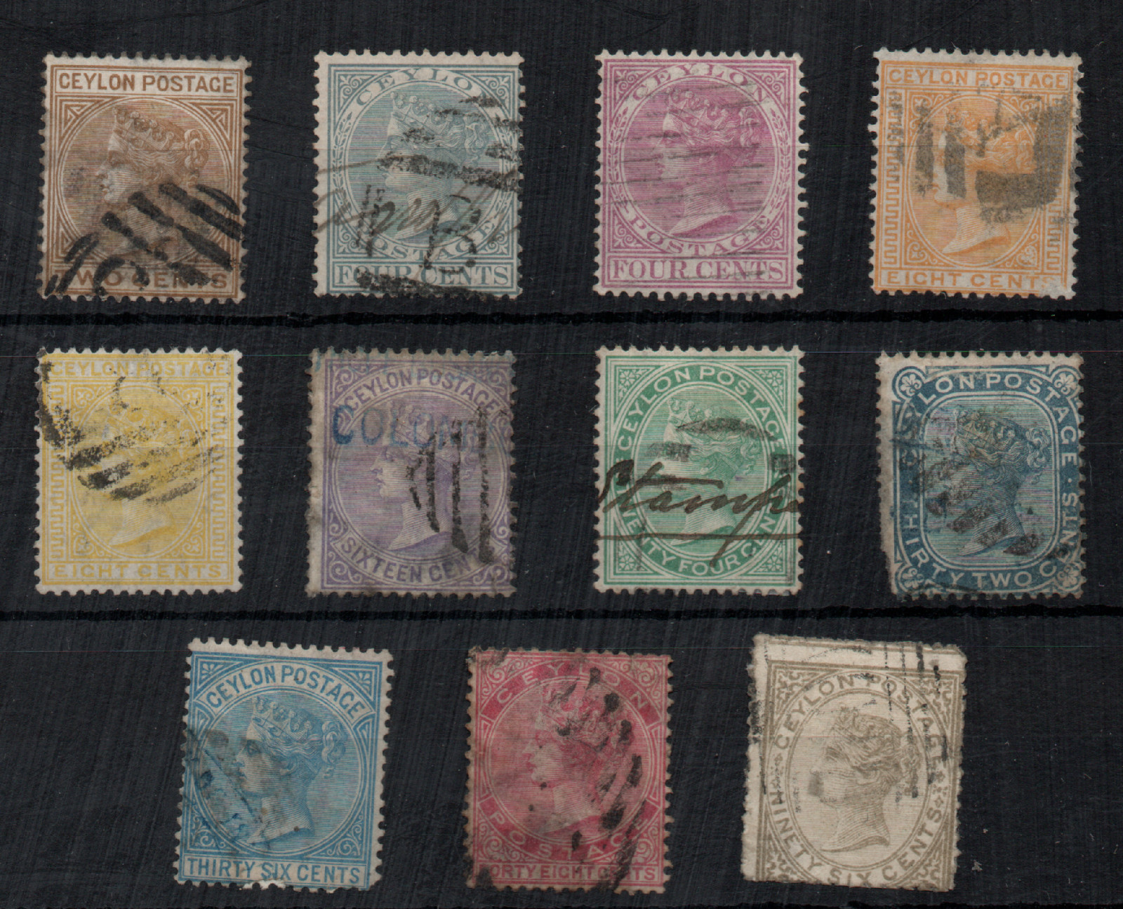 Ceylon 1872-80 QV used set (missing 64c) SG121-132 (odd fault) WS49043
