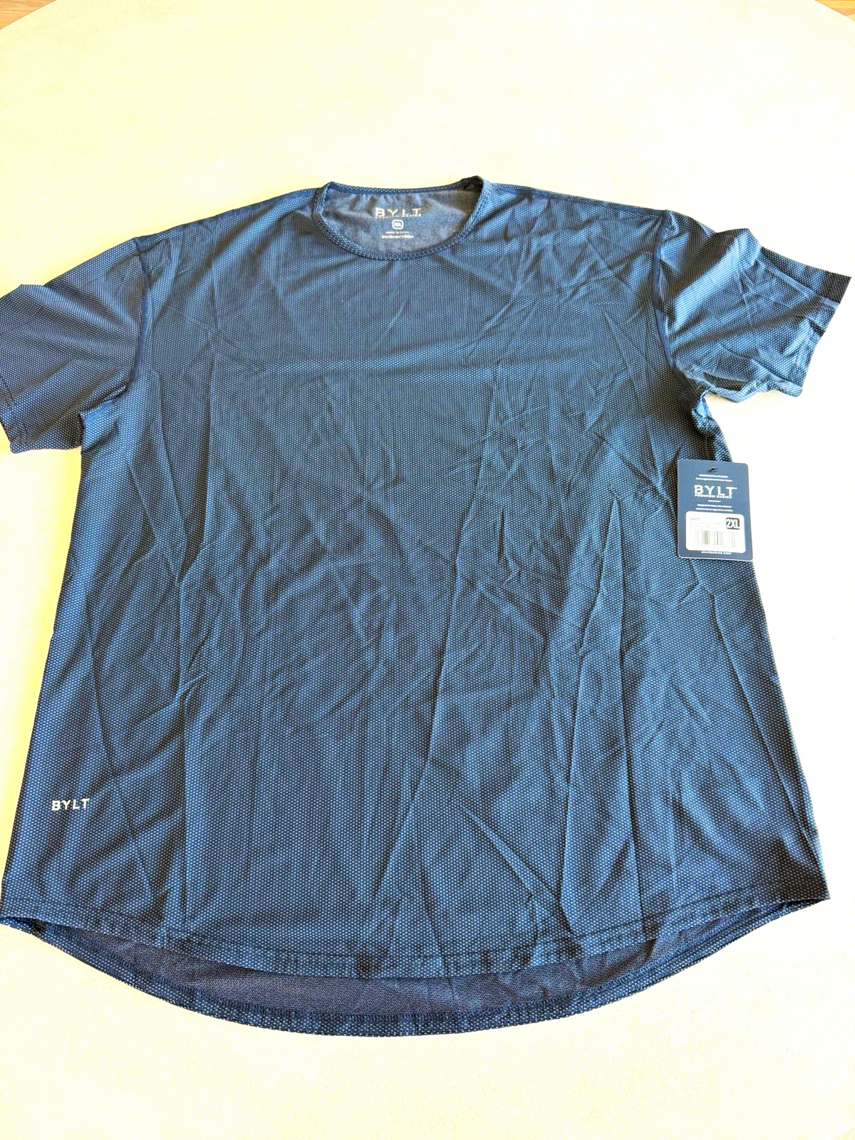 BYLT Premium Basics Pulse Drop-Cut Men’s 2XL Navy Logo Crew Neck Tee MTSS0262