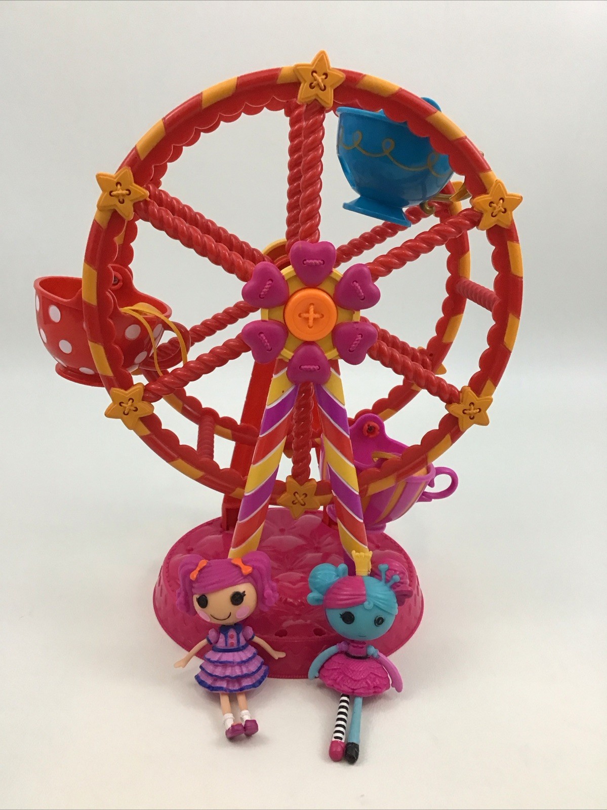 Lalaloopsy Mini Doll Ferris Wheel Ride Teacup Seats Manual Spin 2009 W/2 Dolls