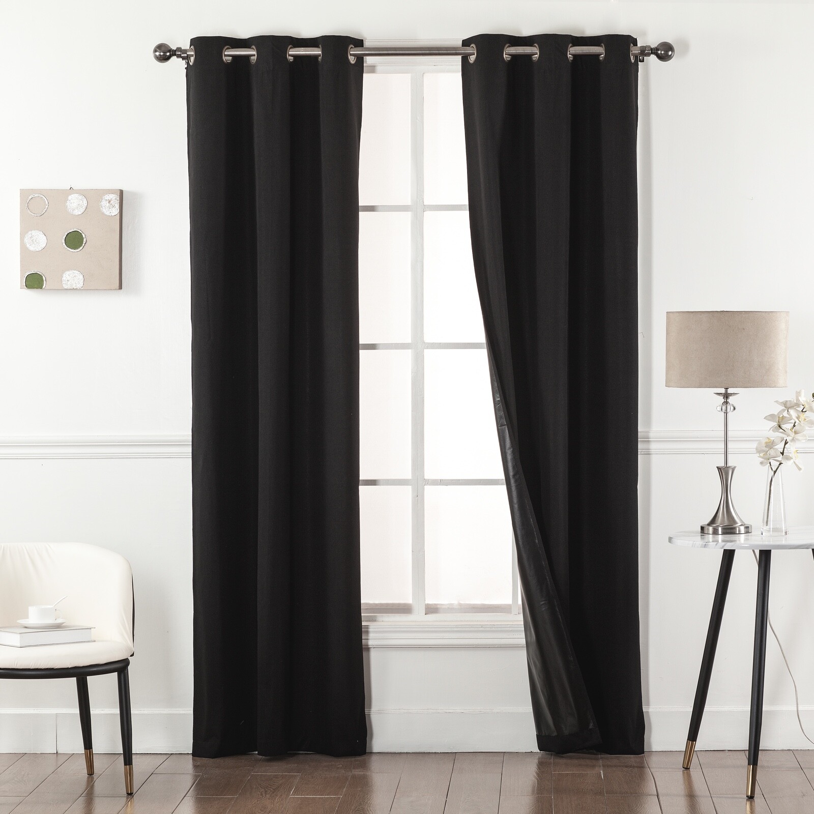 100% Blackout Window Curtain - Black Back & Grommets - 7 COLORS - 4 SIZES