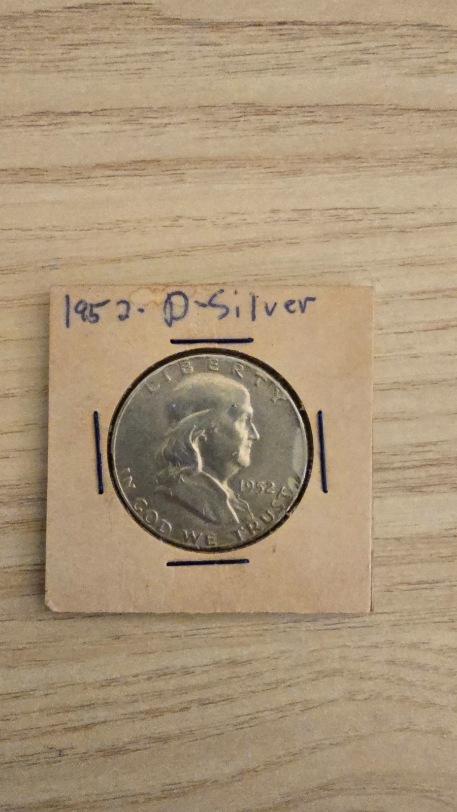 1952-D Franklin Half Dollar 90% Silver 50C Denver Mint Circulated in 2x2 Holder