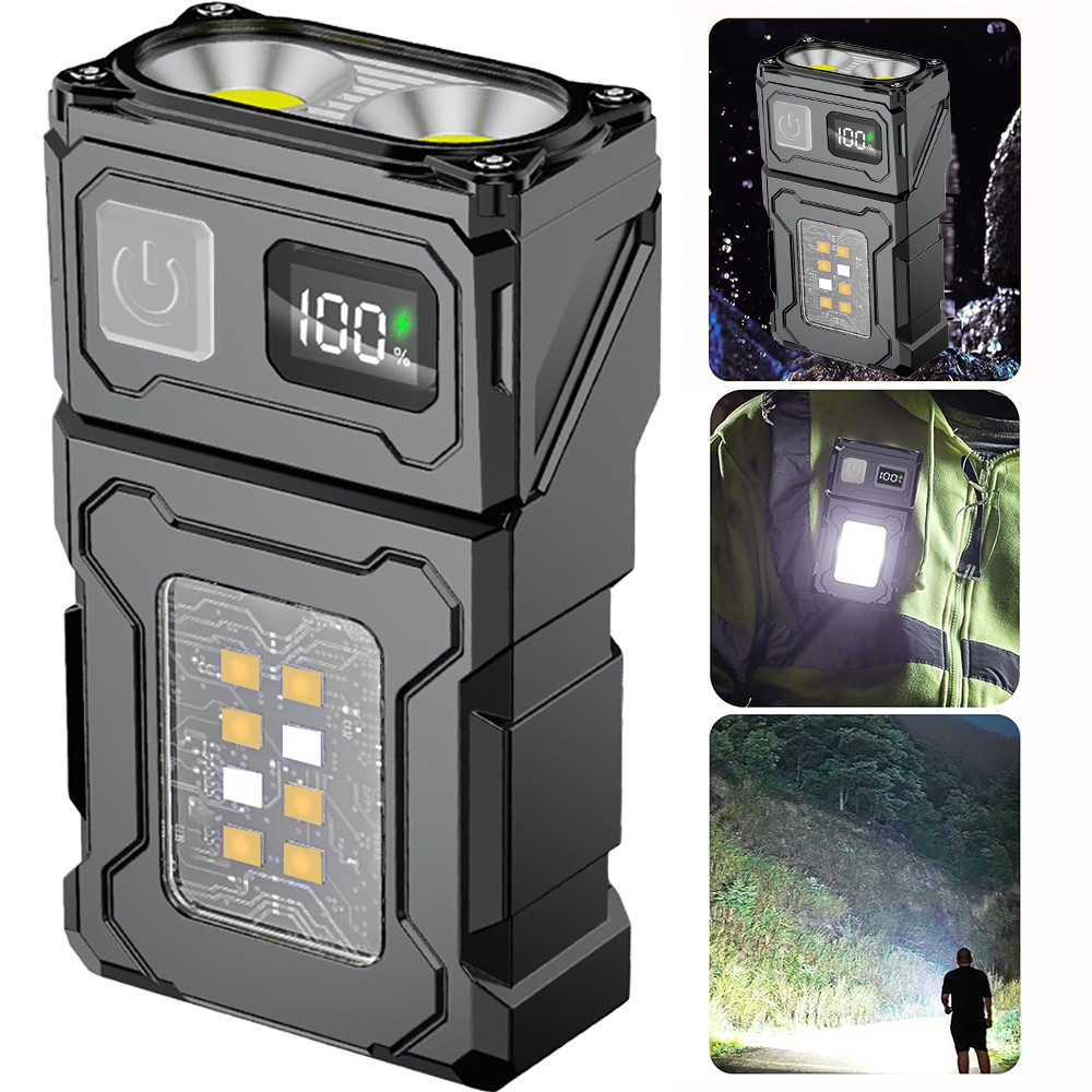 Mini USB Rechargeable LED Flashlight COB Work Lamp Torch Portable Keychain Light