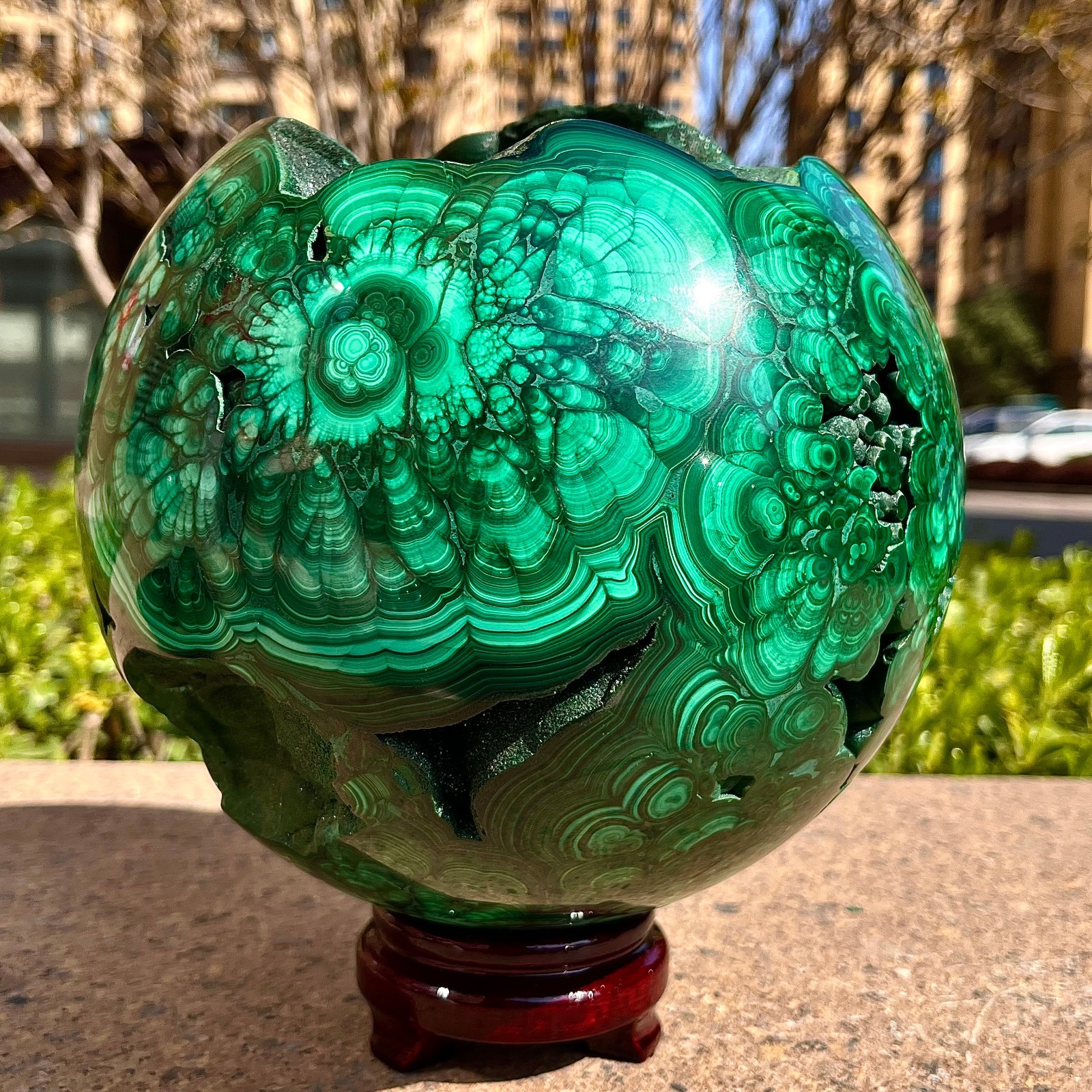 30.42LB  Natural malachite ball quartz crystal energy ball reiki healing