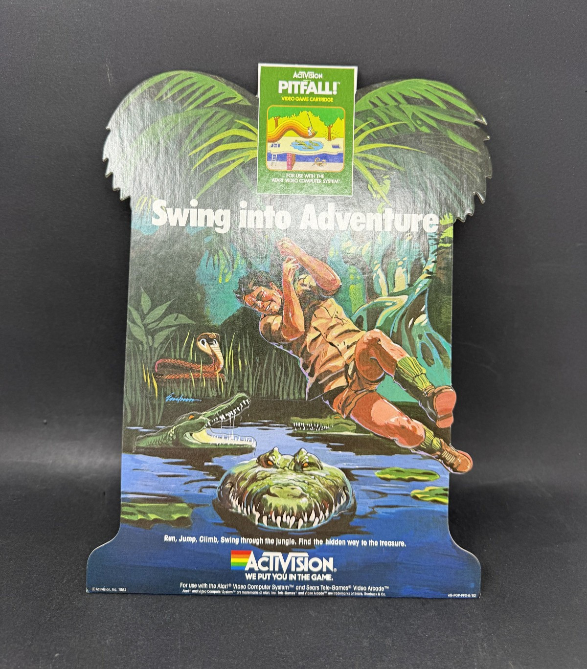 Vtg Atari Pitfall Cardboard Dealer Store Display Advertising Standee 1982 RARE