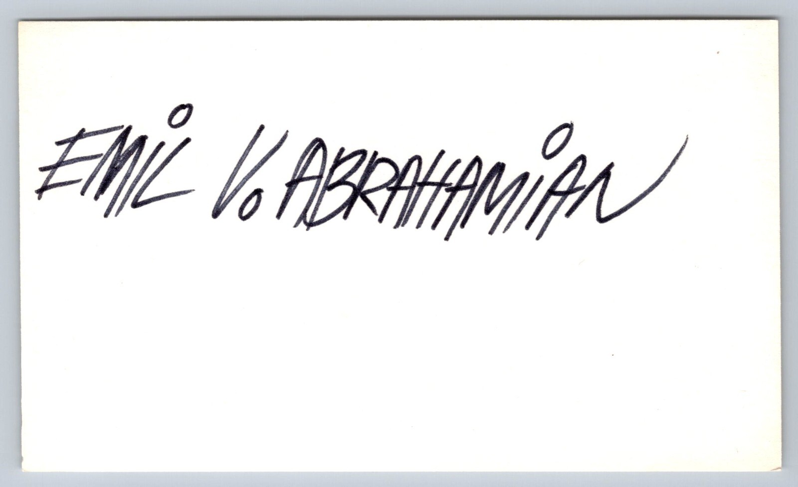 Emil V. Abrahamian hand signed Index Card - Cartoonist - Patriotic Cartoons
