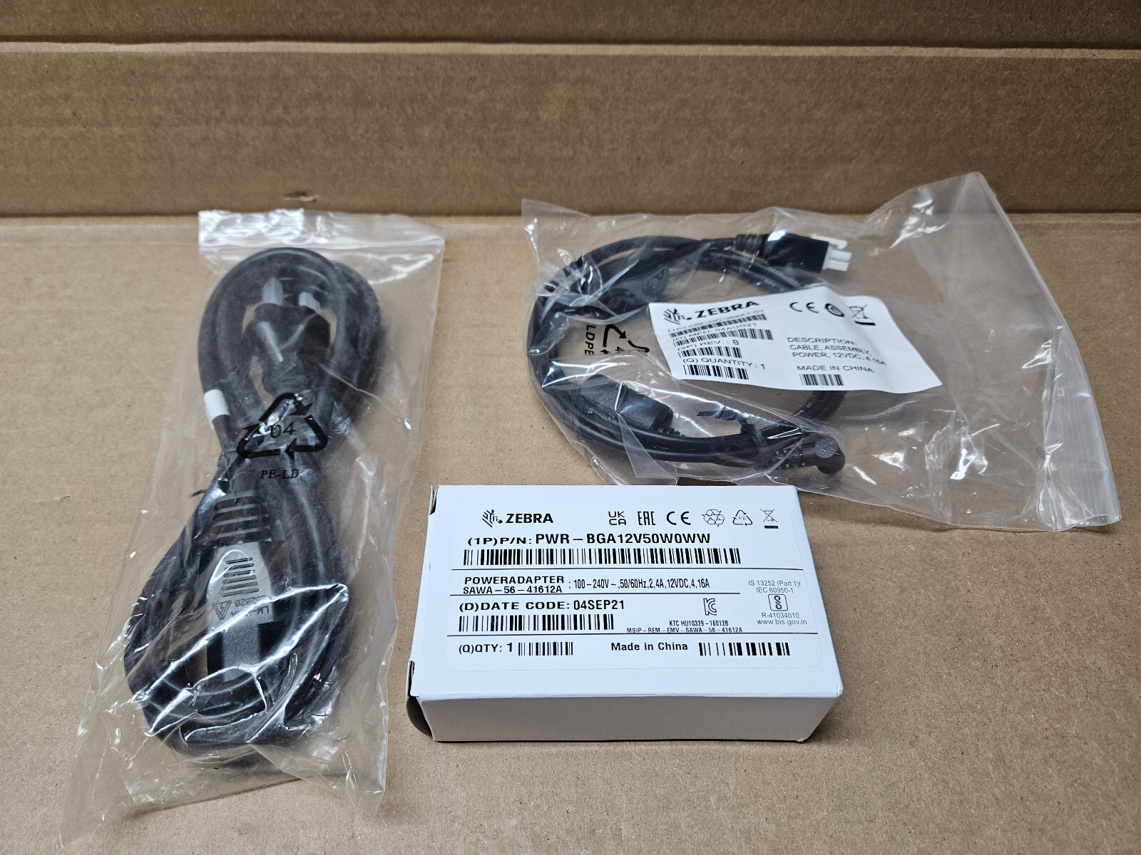 Zebra Power Supply SAWA-56-41612A PWR-BGA12V50W0WW with CBL-DC-388A1-01 cable
