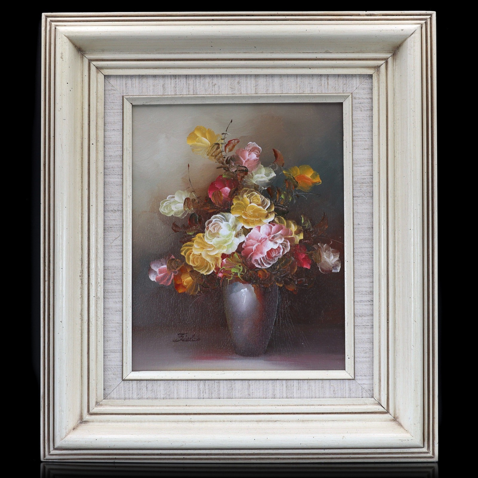 Fields Original Oil Painting Roses 8x10 Floral Still Life Framed COA Home Decor