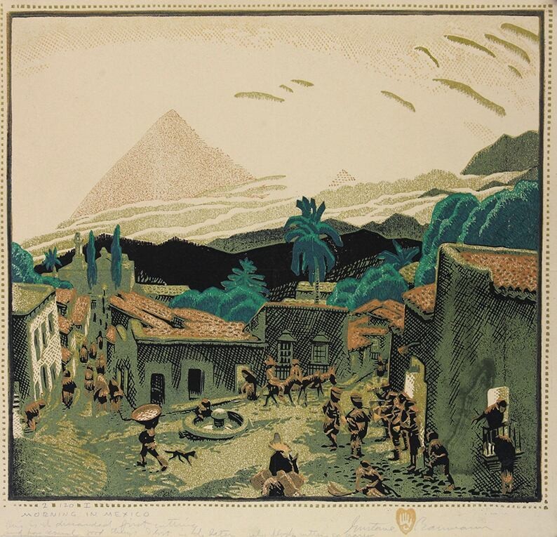 Gustave Baumann - Morning In Mexico - Southwestern Village Art Print