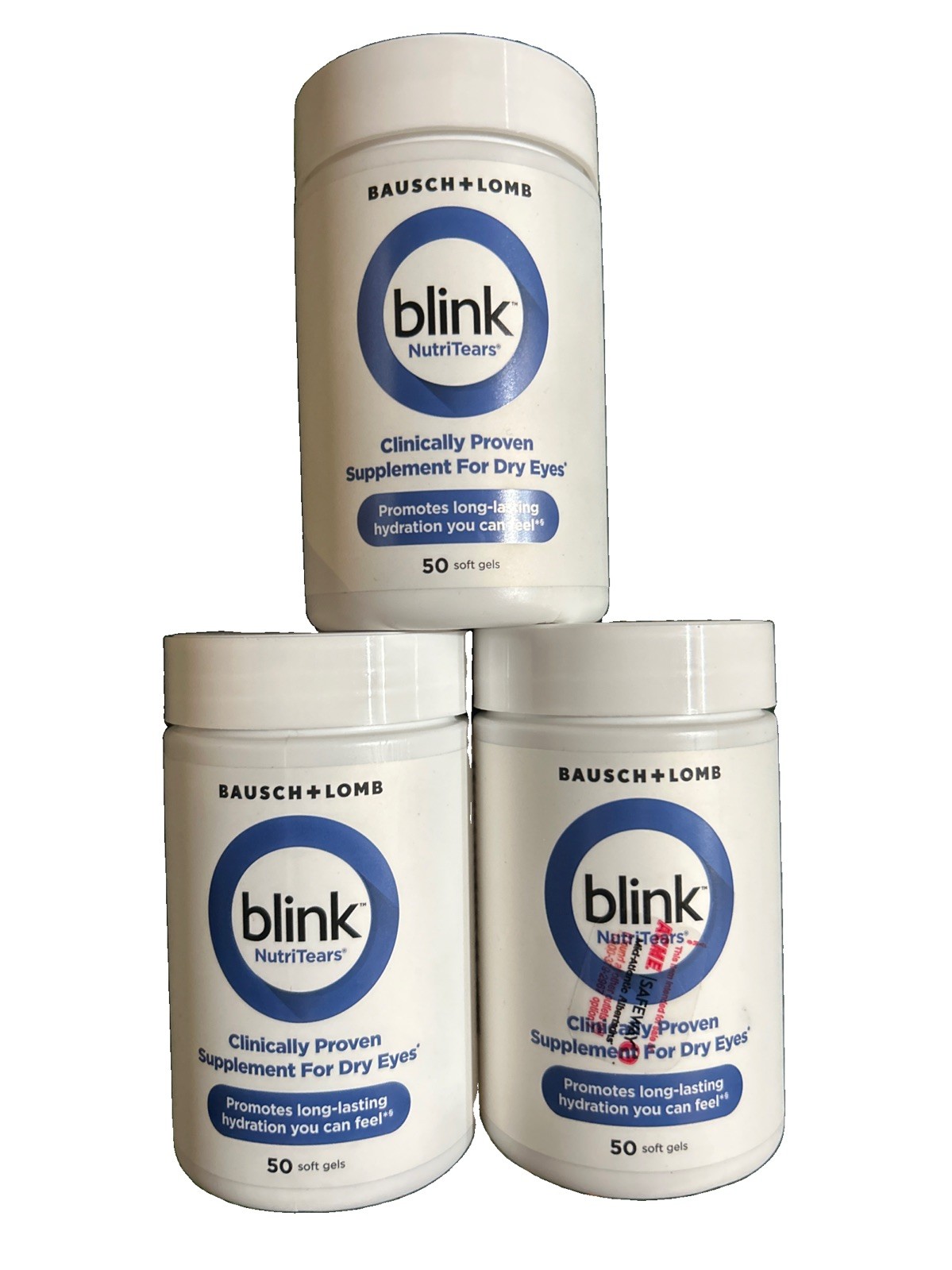 Lot (3) Blink NutriTears Supplement for Dry Eyes 50 Soft Gels Exp. 03/2026 + Lot (3) Blink NutriTears Supplement for Dry Eyes 50 Soft Gels Exp. 03/2026 +