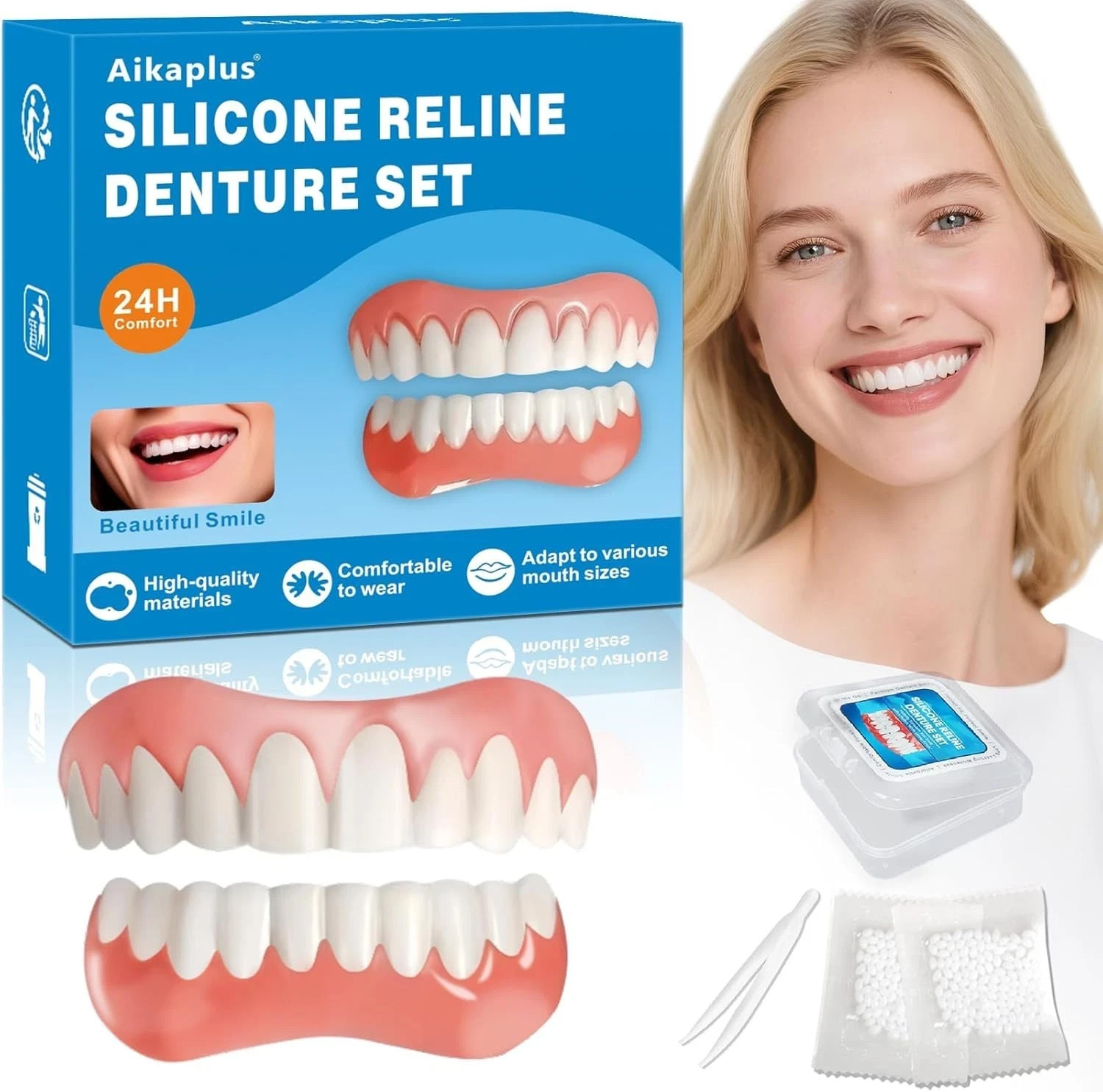 Moldable False Teeth, Veneers Teeth for Women and Men, Upper and Lower Matchi US