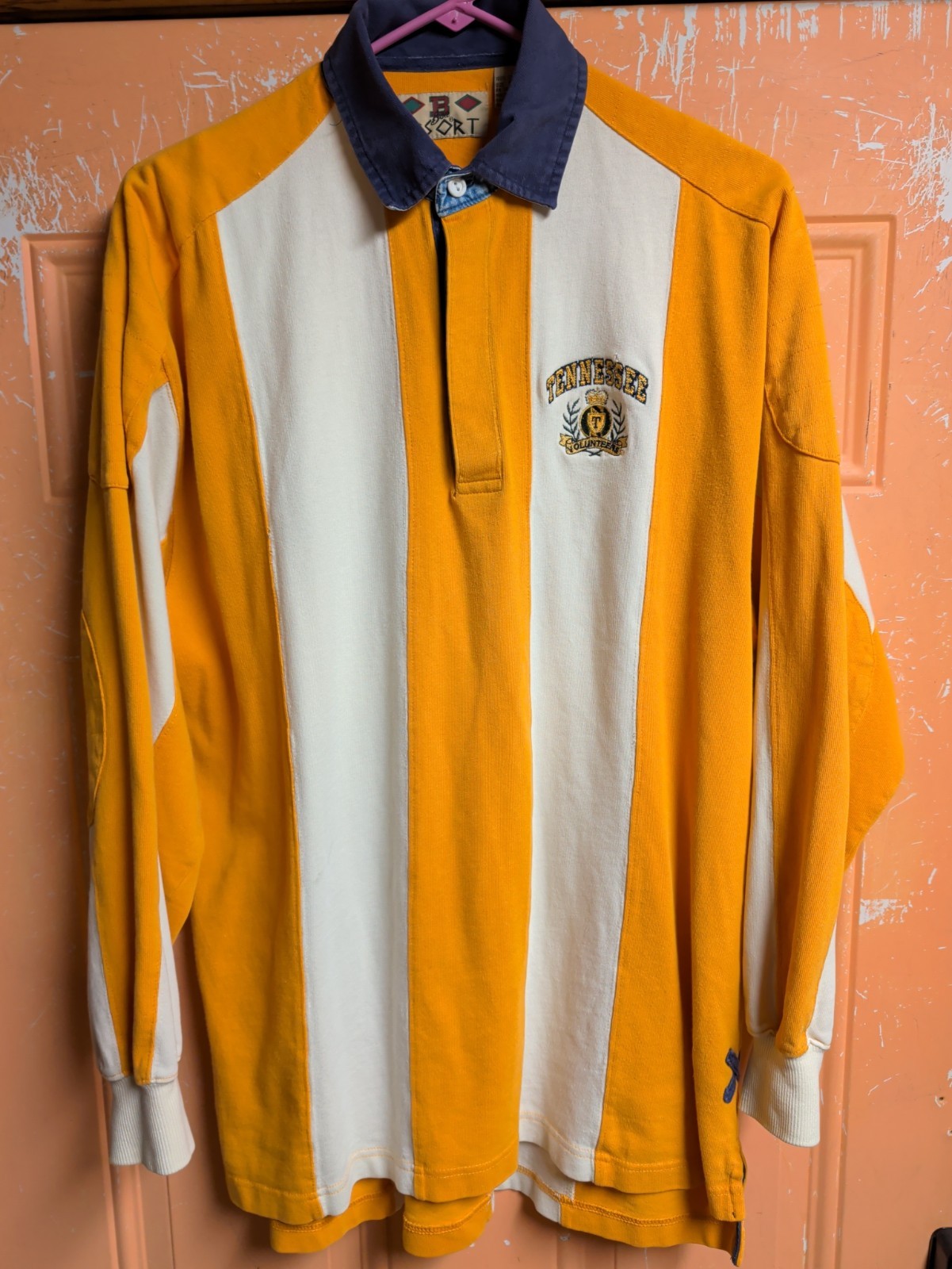 Vintage Tennessee Volunteers Vols Striped Rugby L/S Polo Shirt Oversized Medium 