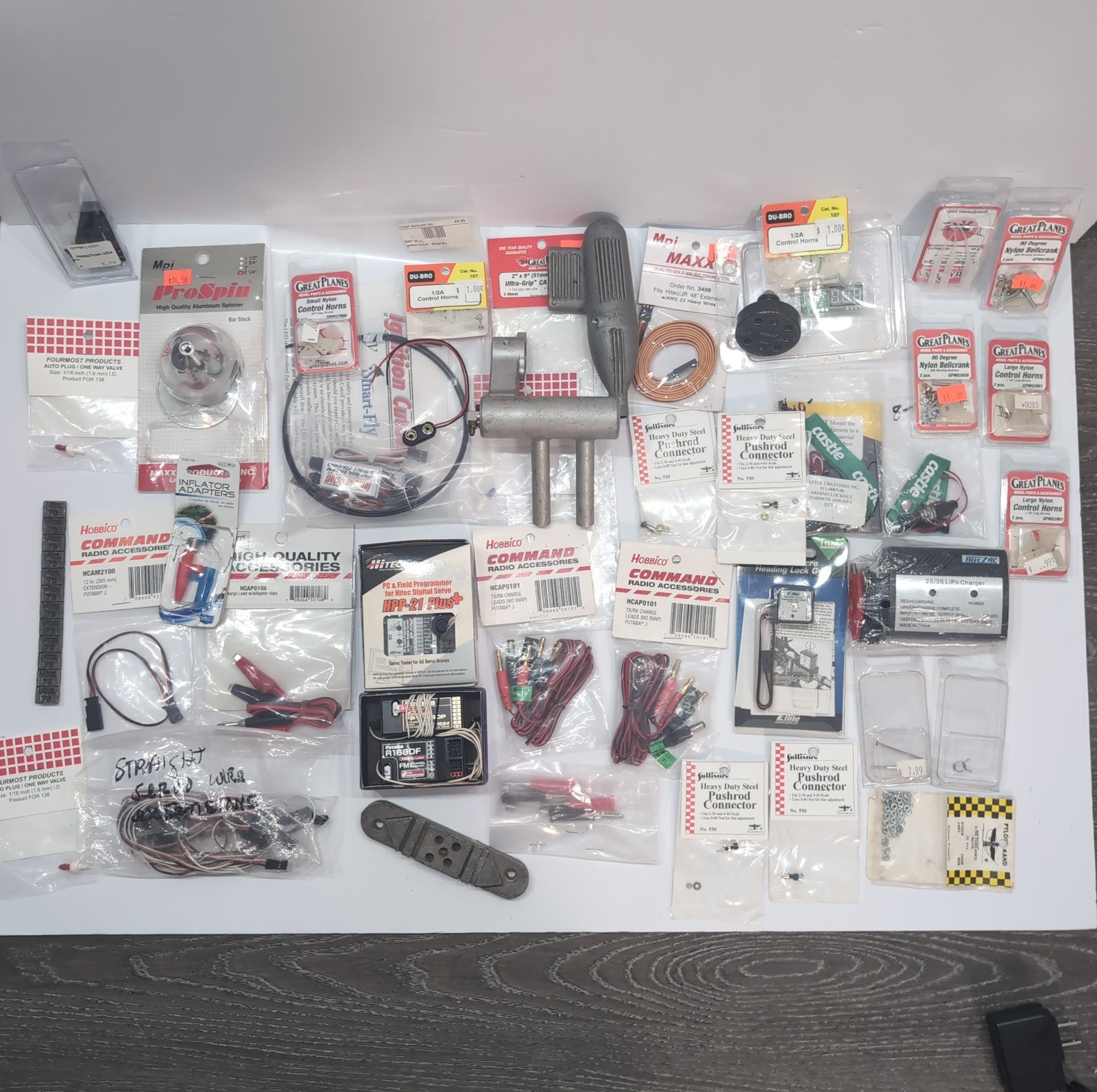 RC Airplane Parts Lot Servos Wires Miscellaneous Gyro Pushrod Horns Maxx