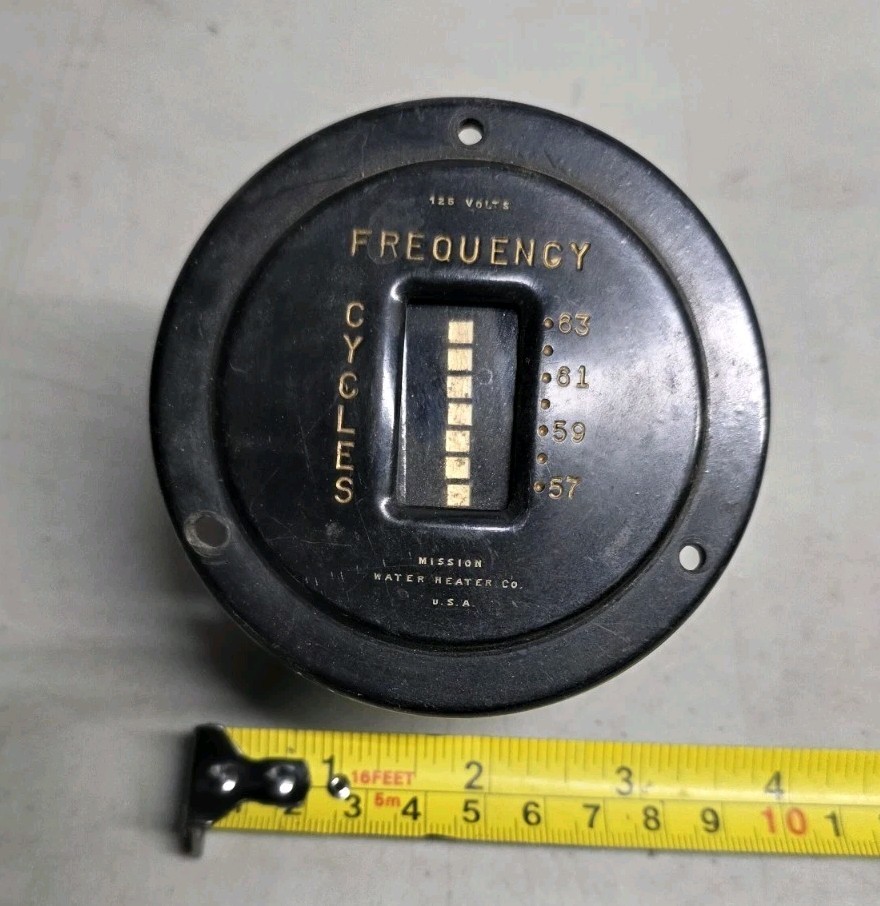 🔥 Vtg Mission Water Heater Co. Frequency Cycle Gauge 125 Volts USA Display 🔥 Vtg Mission Water Heater Co. Frequency Cycle Gauge 125 Volts USA Display