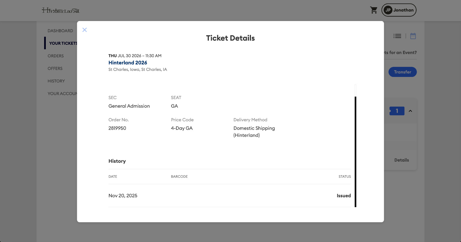 HALF PRICE Hinterland 4-Day GA Ticket 2026 AXS Jul 30-Aug 2 