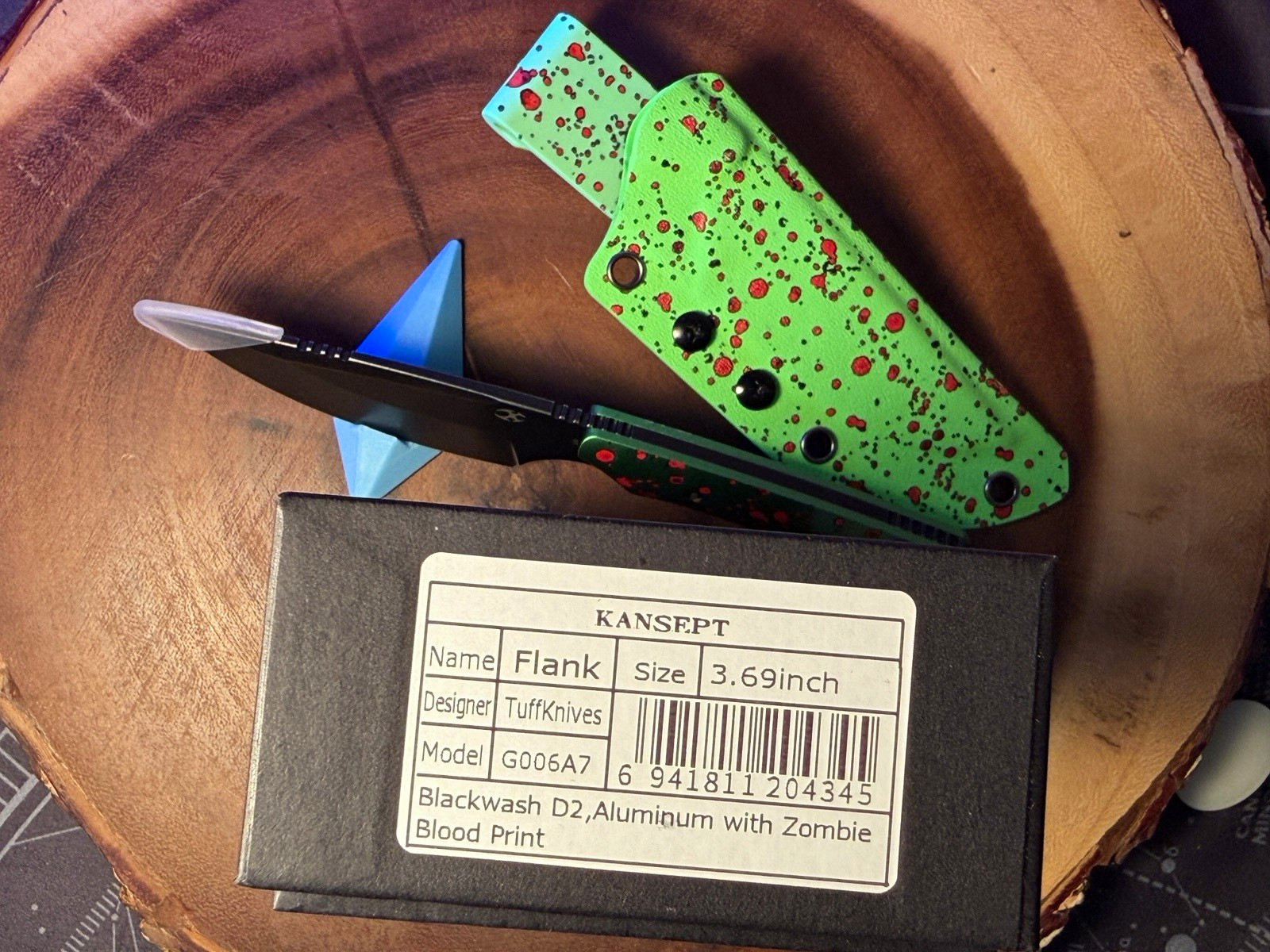 KANSEPT Flank G006A7 D2 Blackwash Tanto Manual Liner Lock Green Aluminum