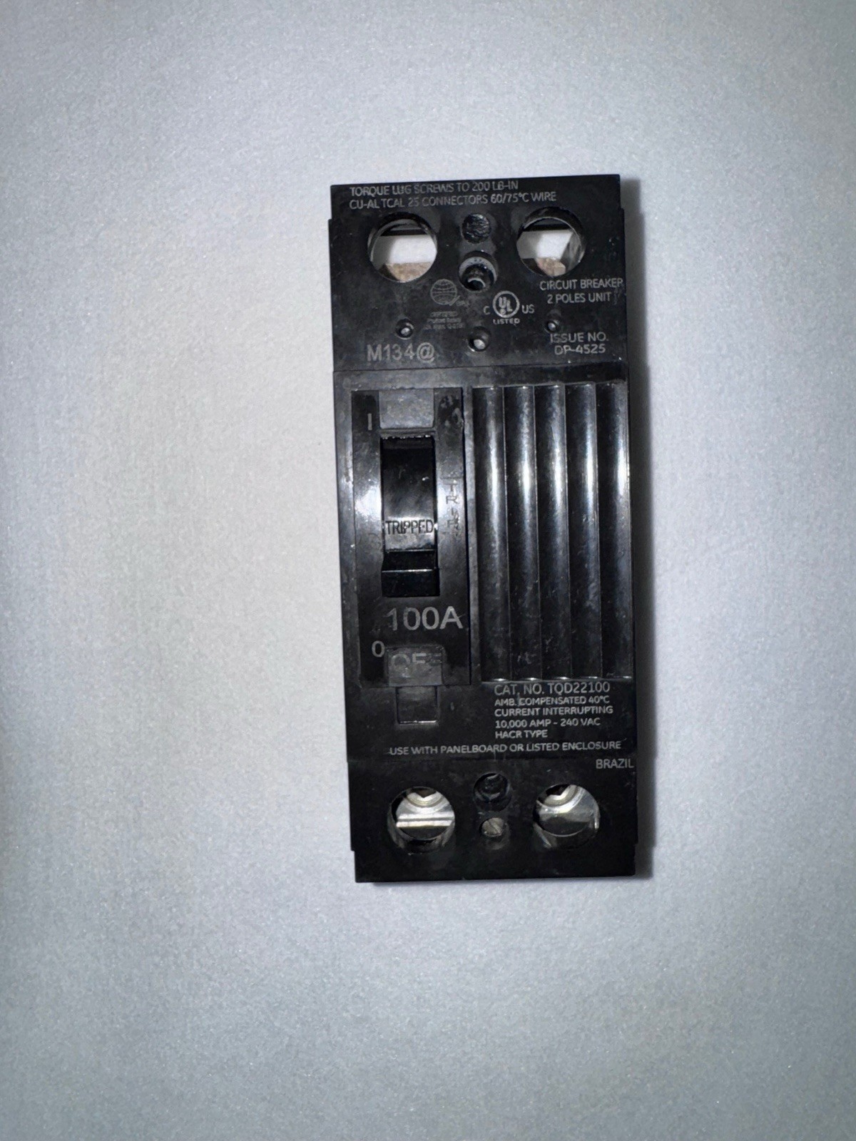 GE TQD22100 Breaker 100A, 2 Pole, 240vac GE TQD22100 Breaker 100A, 2 Pole, 240vac