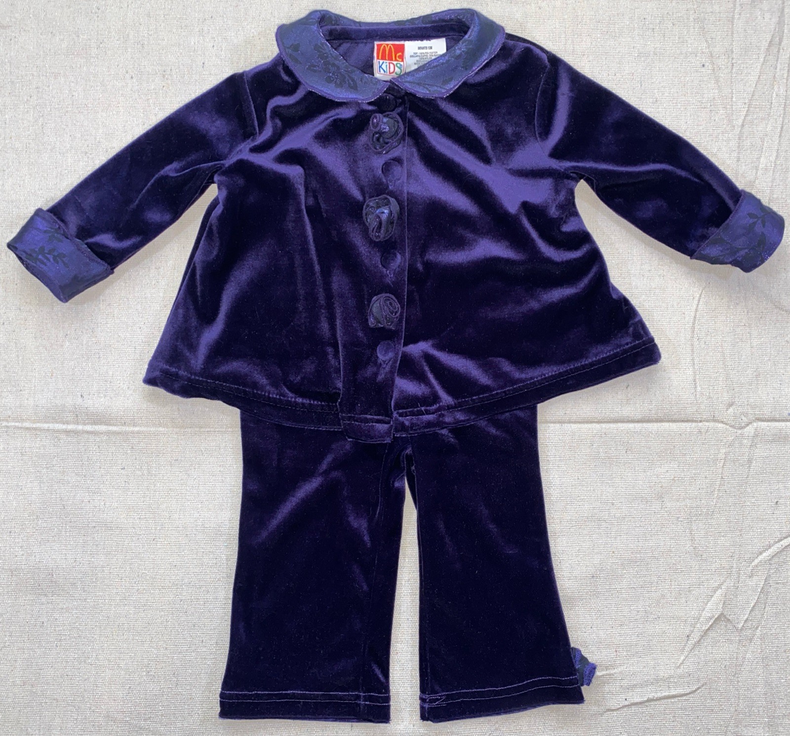 Vintage McKids Deep Purple Floral Velour Girls 2 Piece Top & Bottom Outfit 12M Vintage McKids Deep Purple Floral Velour Girls 2 Piece Top & Bottom Outfit 12M