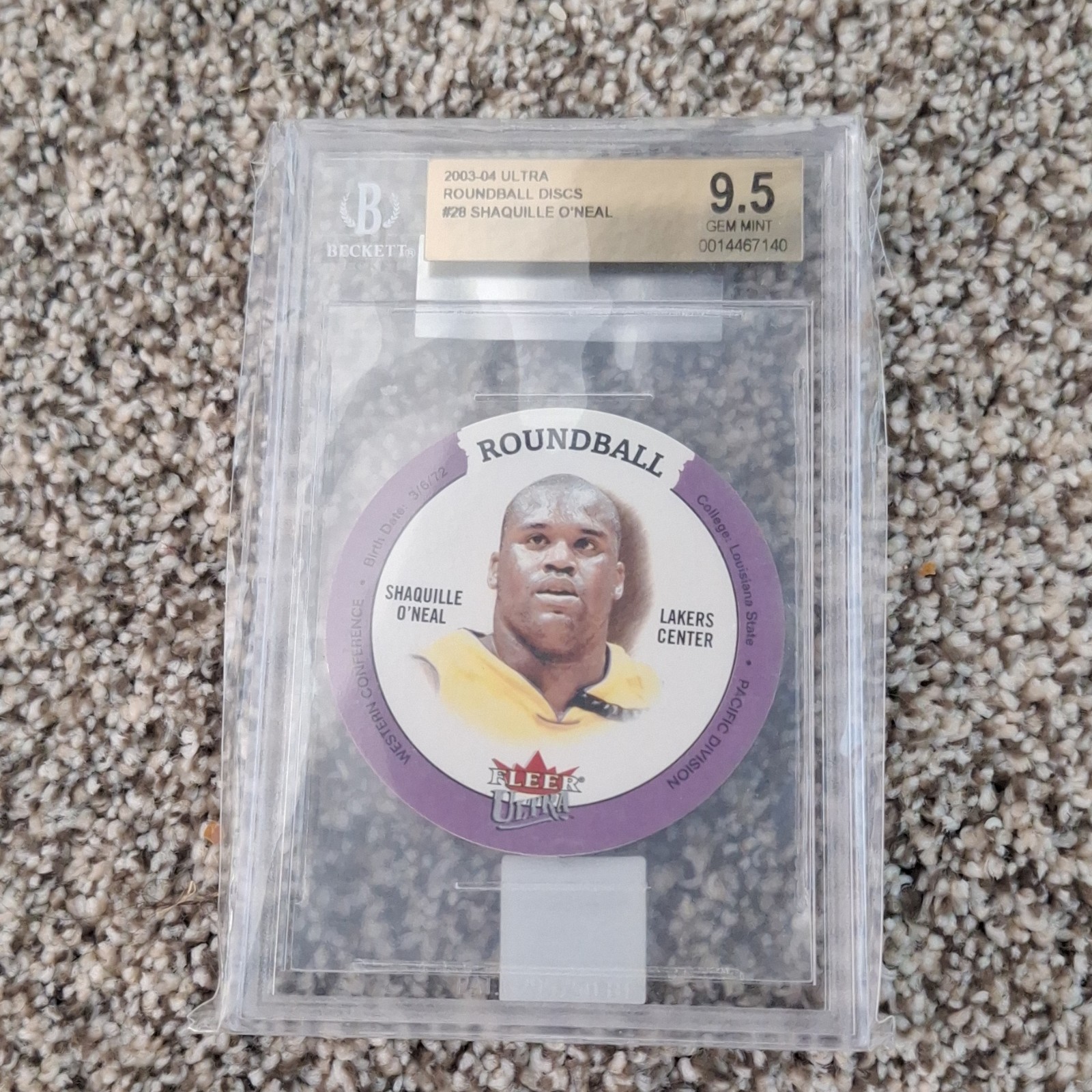 Fleer 2003-04 Ultra Shaquille O\'Neal Roundball Discs #28 BGS 9.5 /35