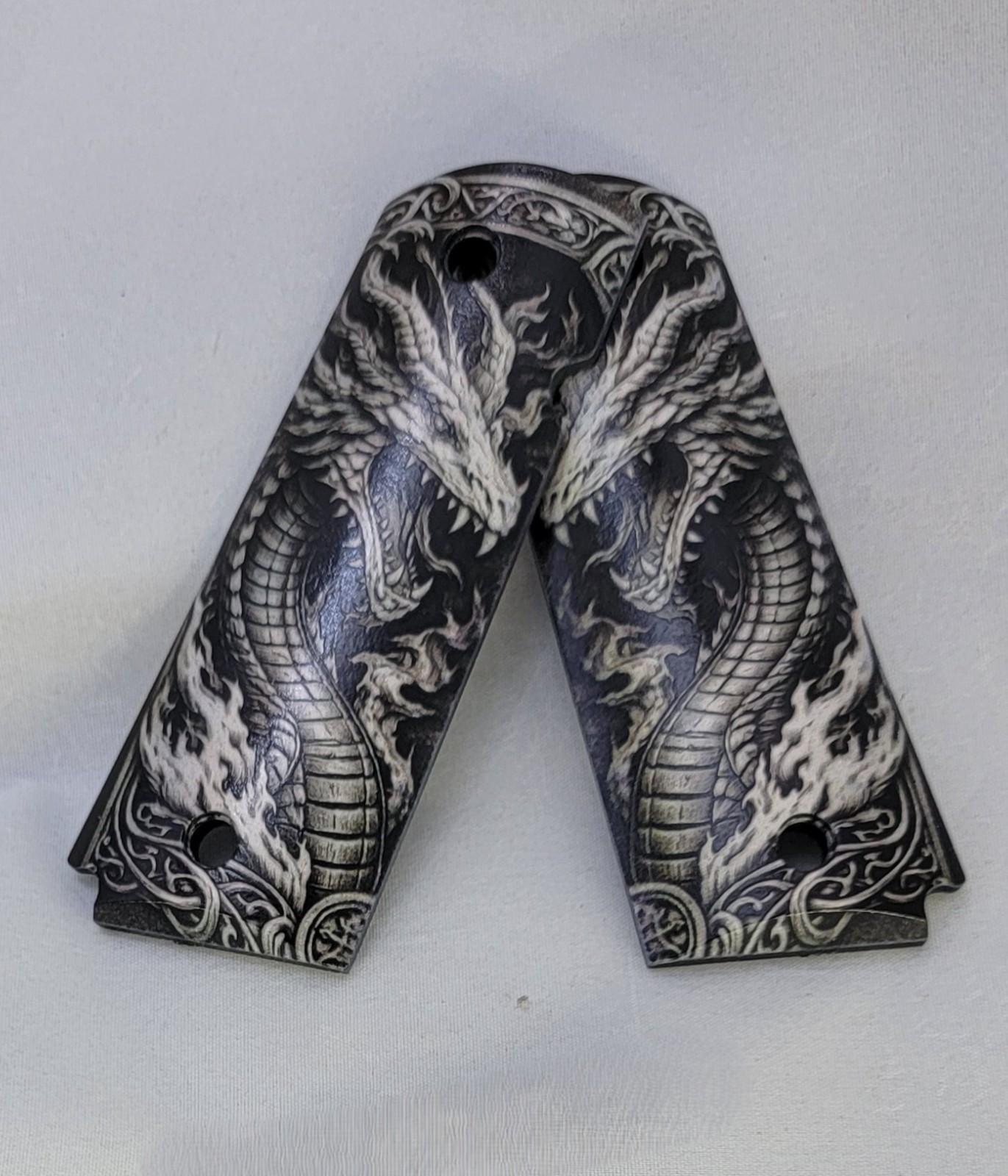 1911 Full-size Black ABS Grips with Dragon Printed Image